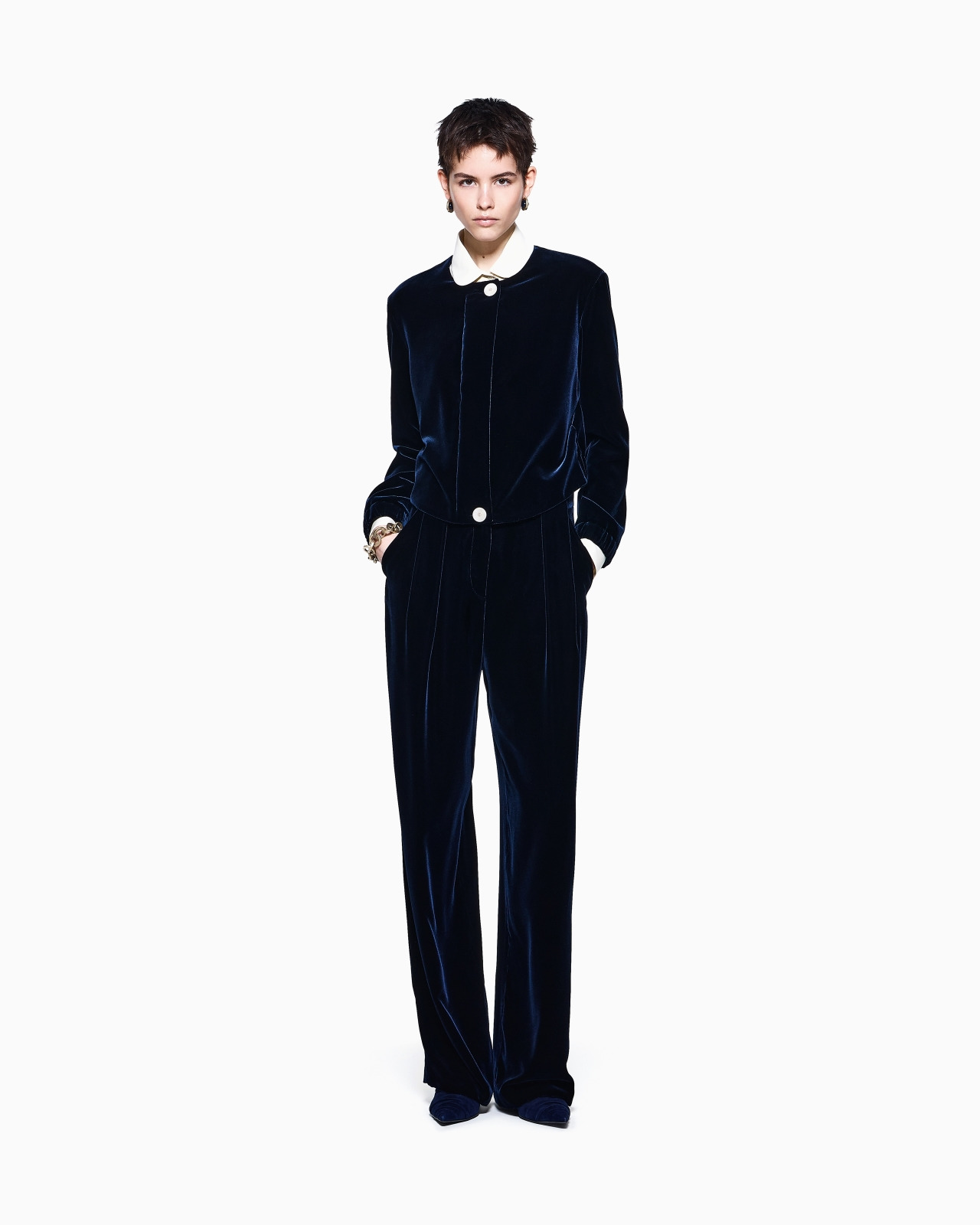 DOUBLE-DARTED VELVET TROUSERS - 2