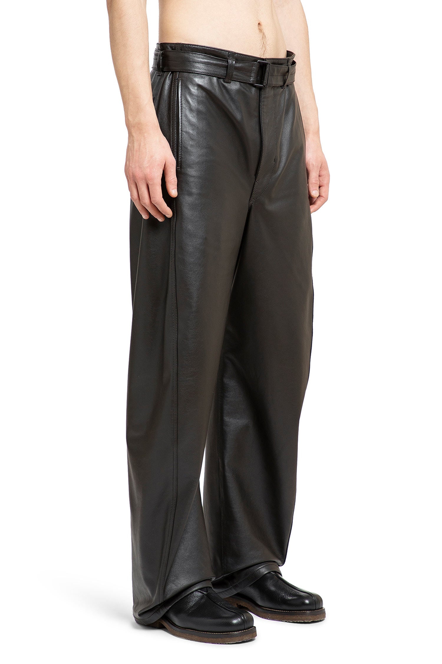 Leather-Belted-Twisted-Pants - 2