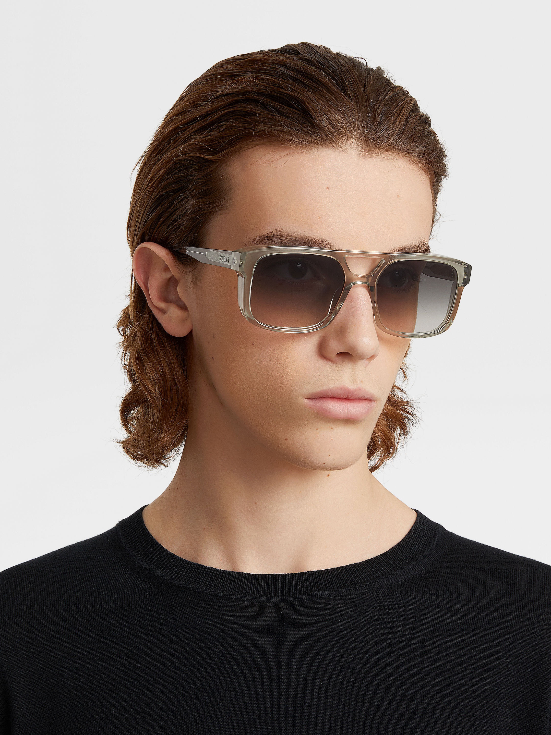 TRANSPARENT ICE GREY ACETATE SUNGLASSES - 4