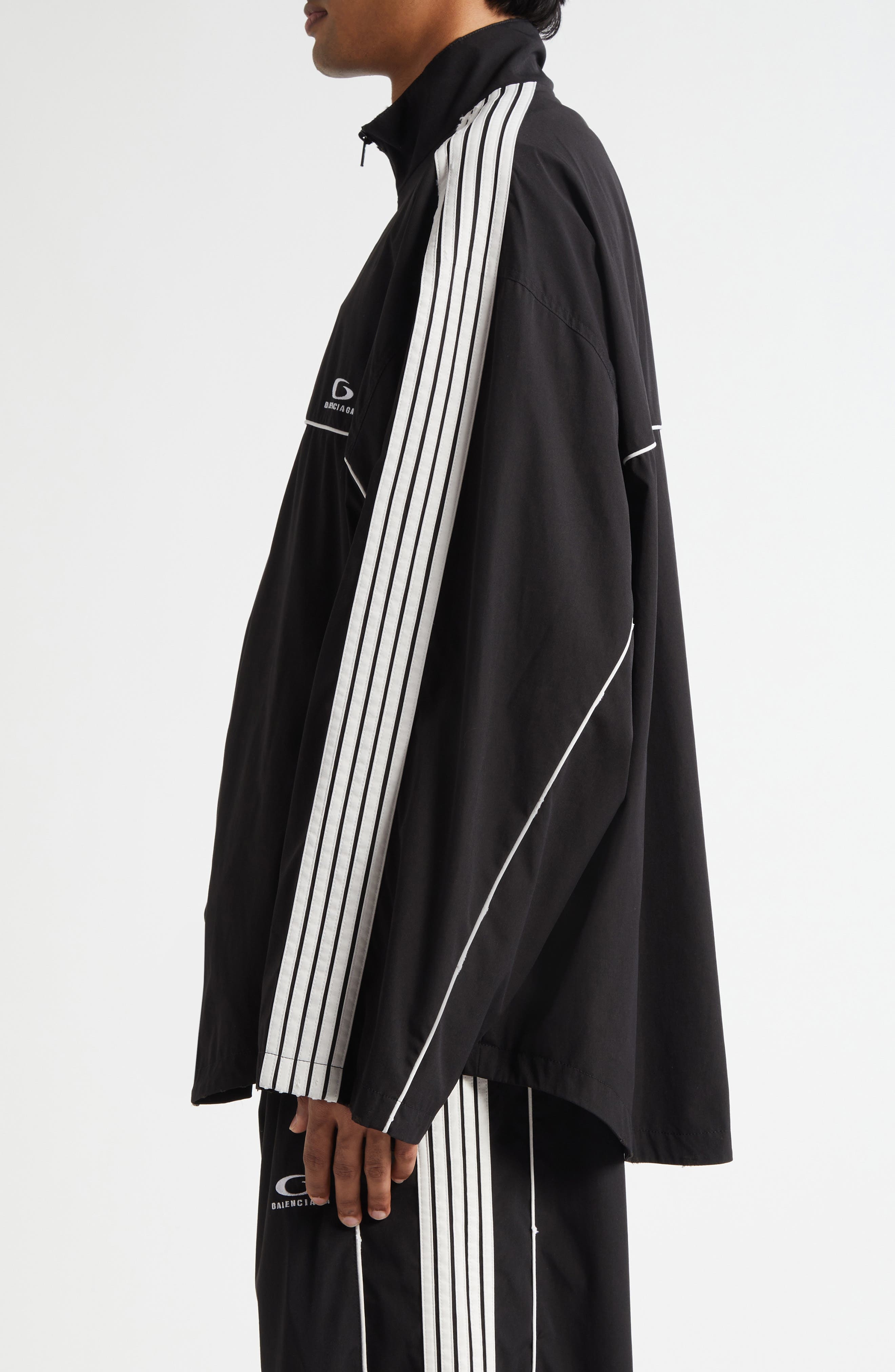 Balenciaga Tracksuit Jacket in 1000 Black at Nordstrom - 4