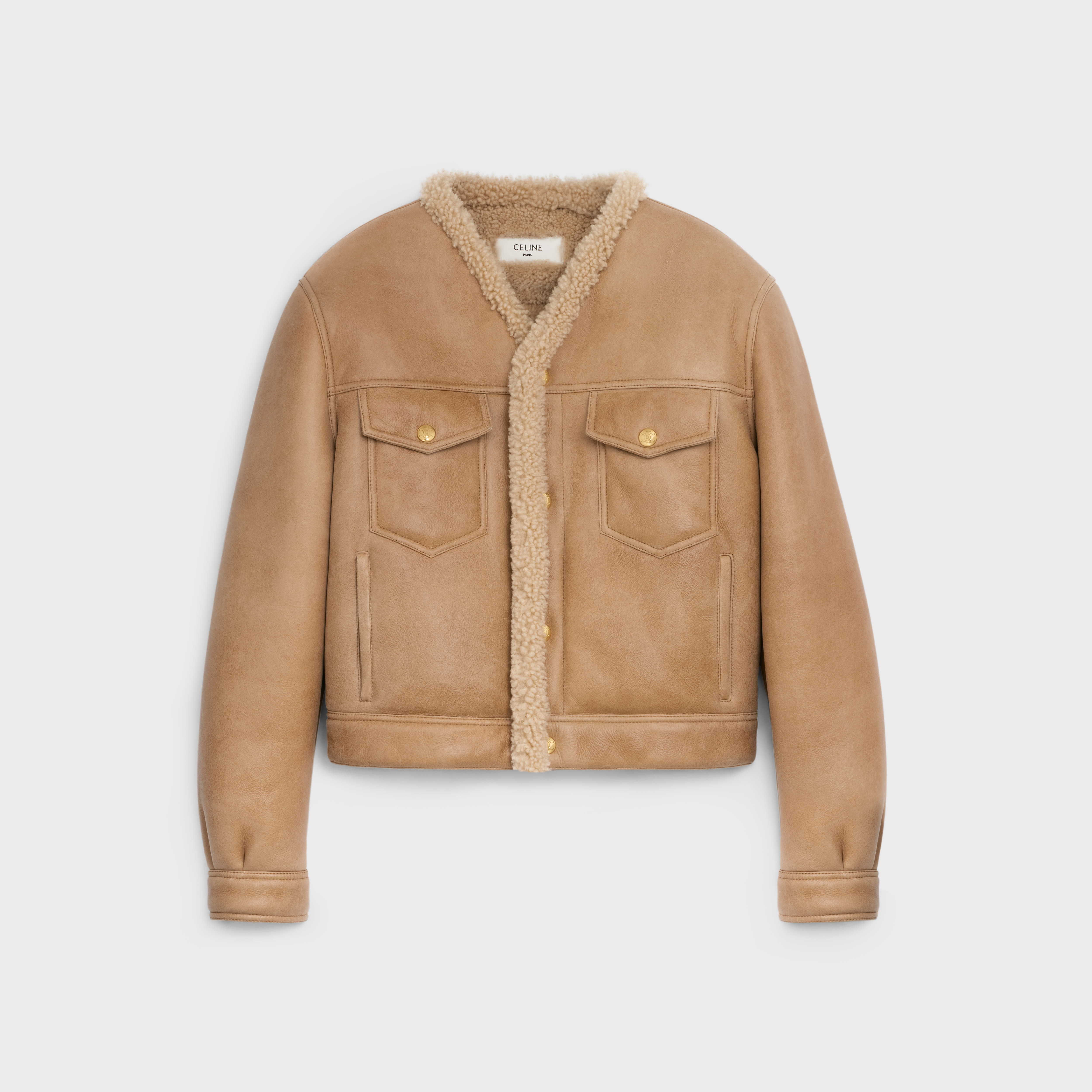Trucker jacket in curly Lambskin - 1