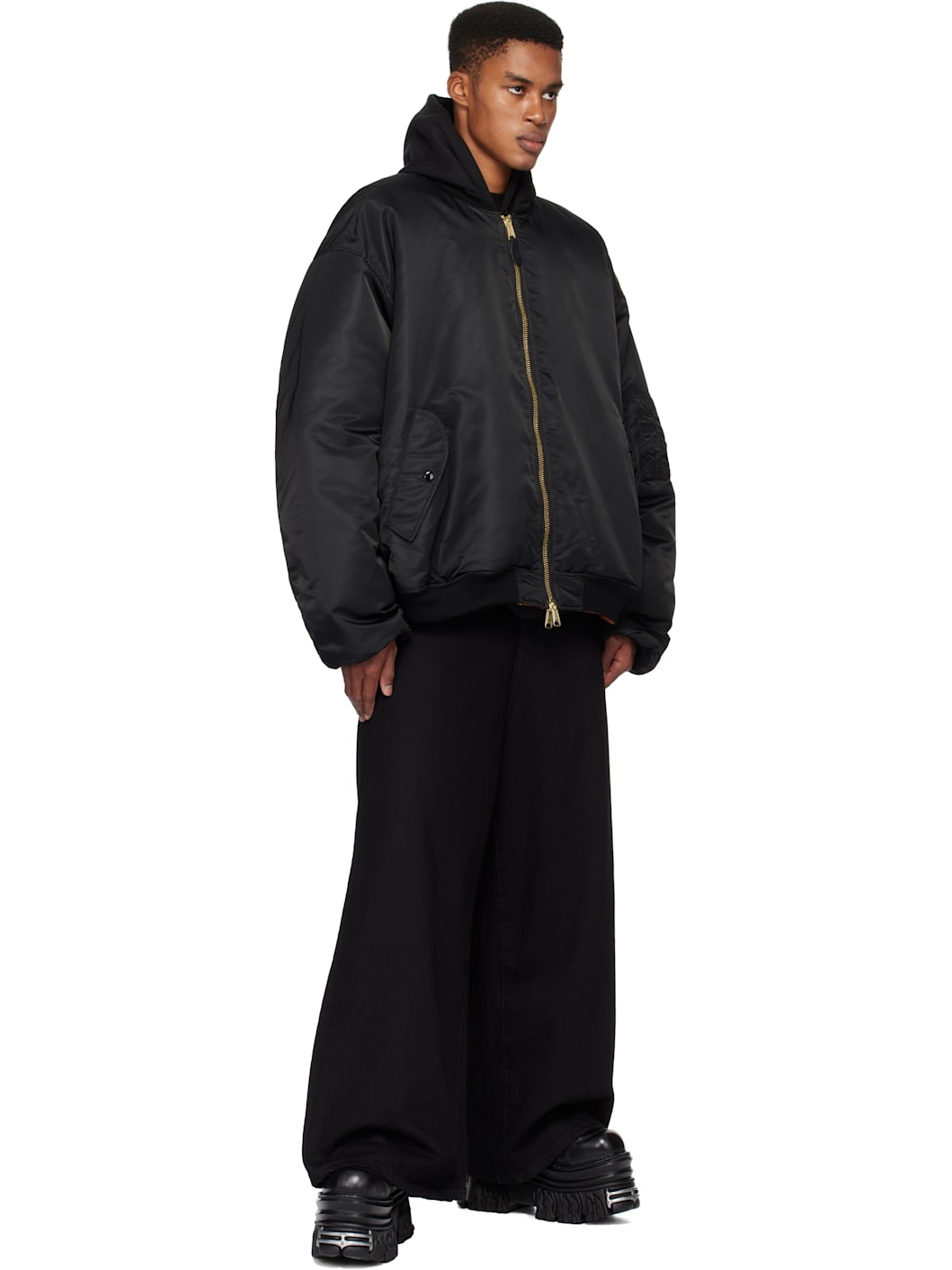 Black Alpha Industries Edition Double Zip Reversible Bomber Jacket - 5