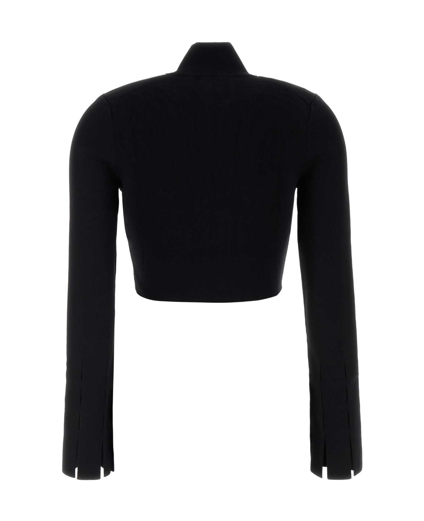 Black Stretch Viscose Blend Izan Cardigan - 2