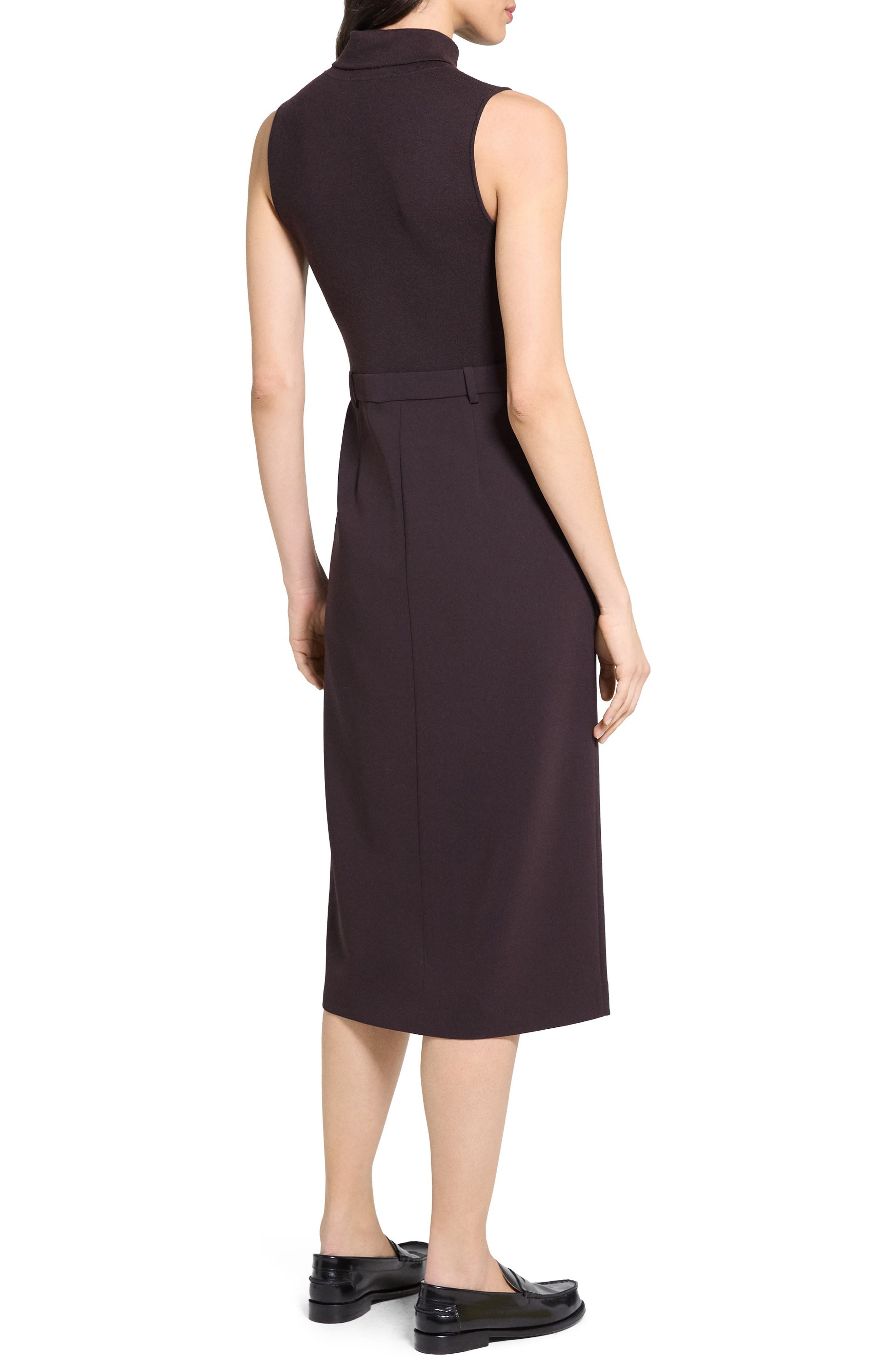 Theory Sleeveless Turtleneck Midi Dress in Dark Cacao at Nordstrom - 2