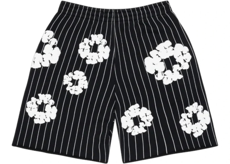 DENIM TEARS Denim Tears Pinstripe Wreath Sweatshort Black outlook