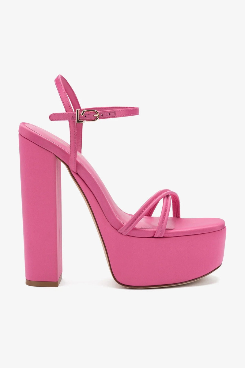 Annie Platform Sandal In Pink Satin 1