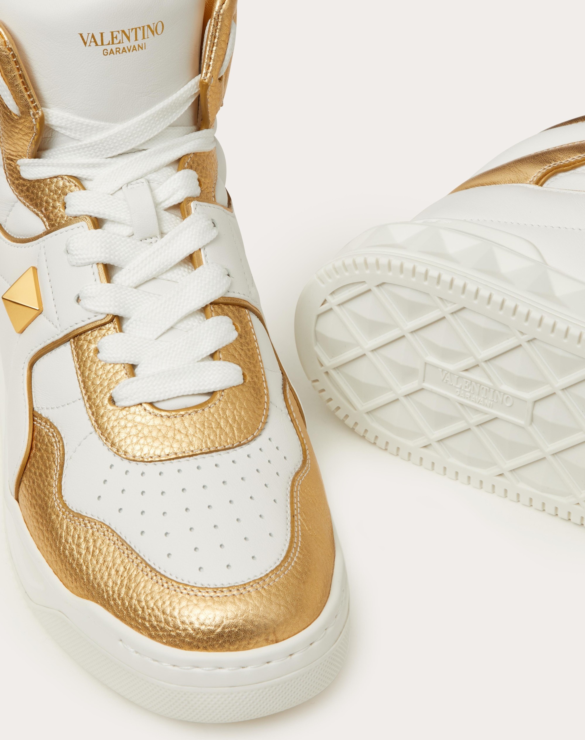 ONE STUD MID-TOP NAPPA SNEAKER WITH METALLIC DETAILS - 5