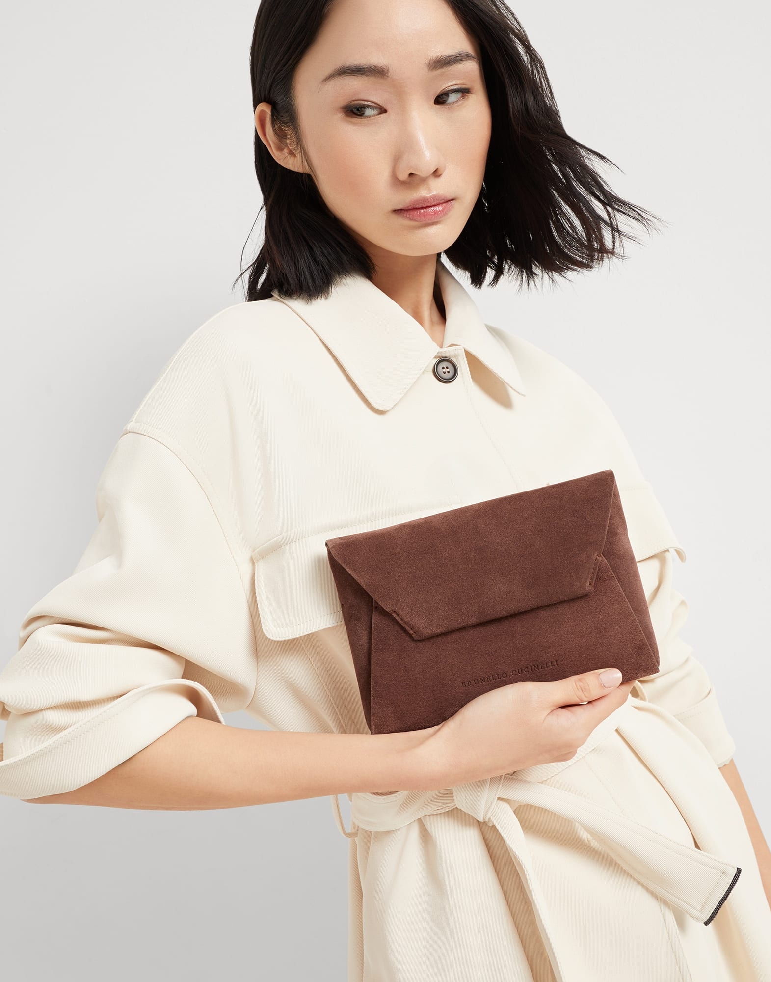 BC Duo pochette in suede with precious chain - 4