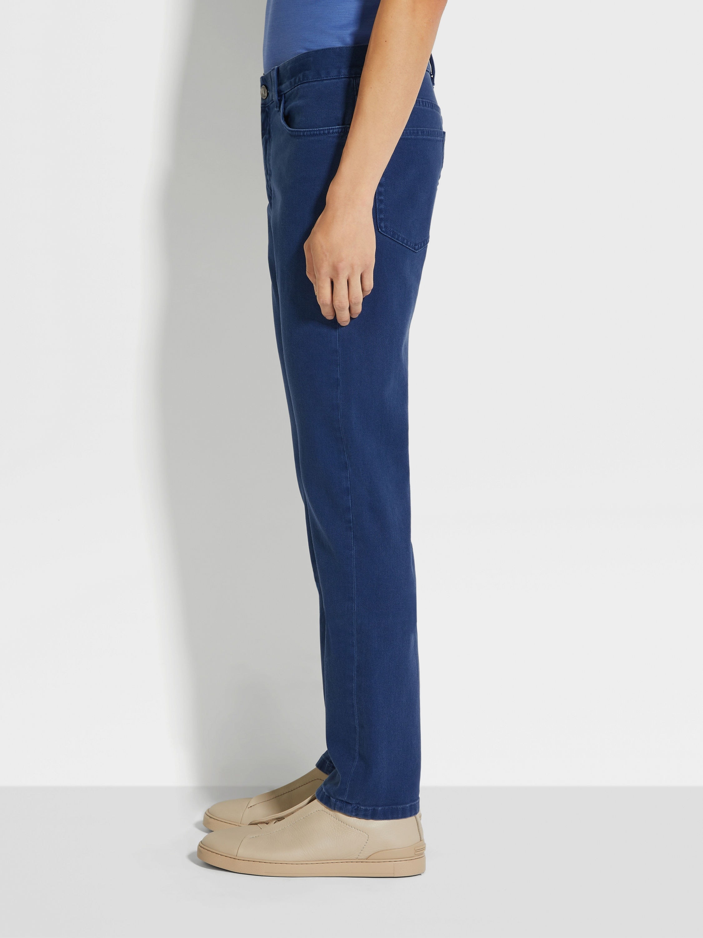 UTILITY BLUE STRETCH COTTON ROCCIA JEANS - 3