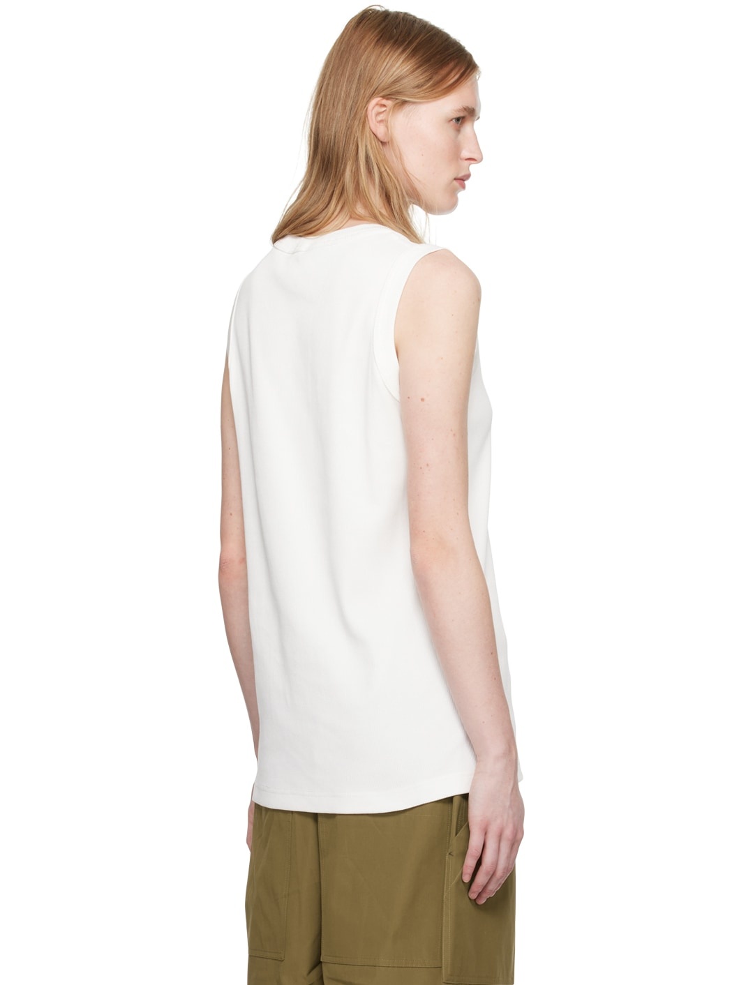 White Ribbed Tank Top - 3