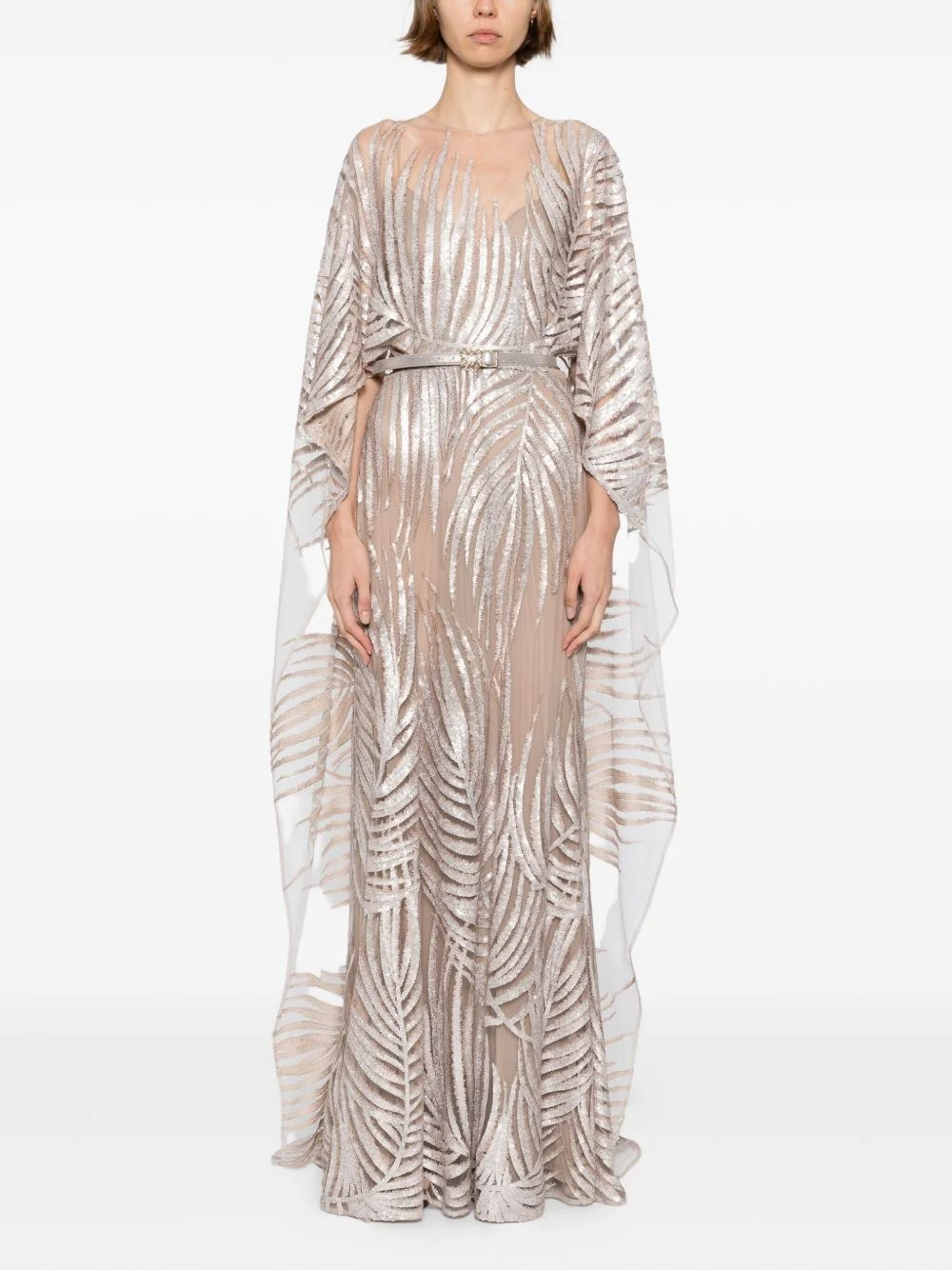 Embroidered Tulle Long Dress
