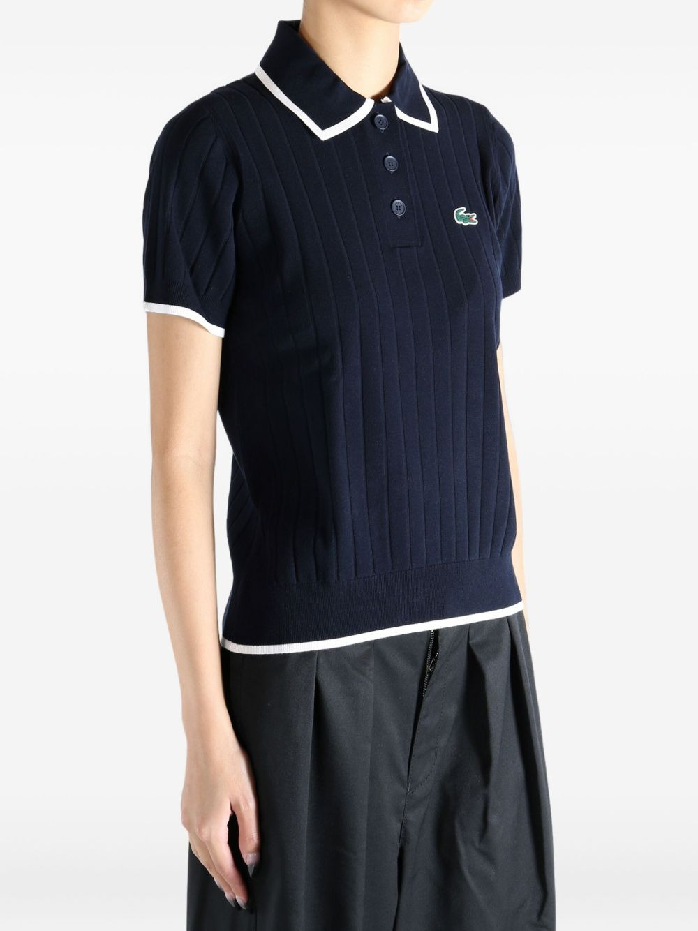 ribbed-knit polo shirt - 3