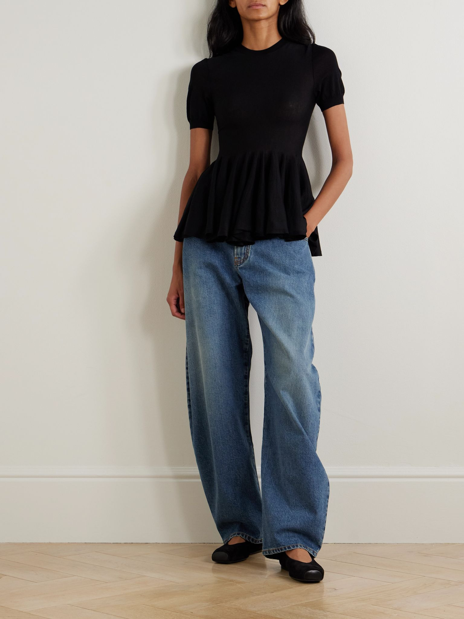 Wool peplum top Black - 2