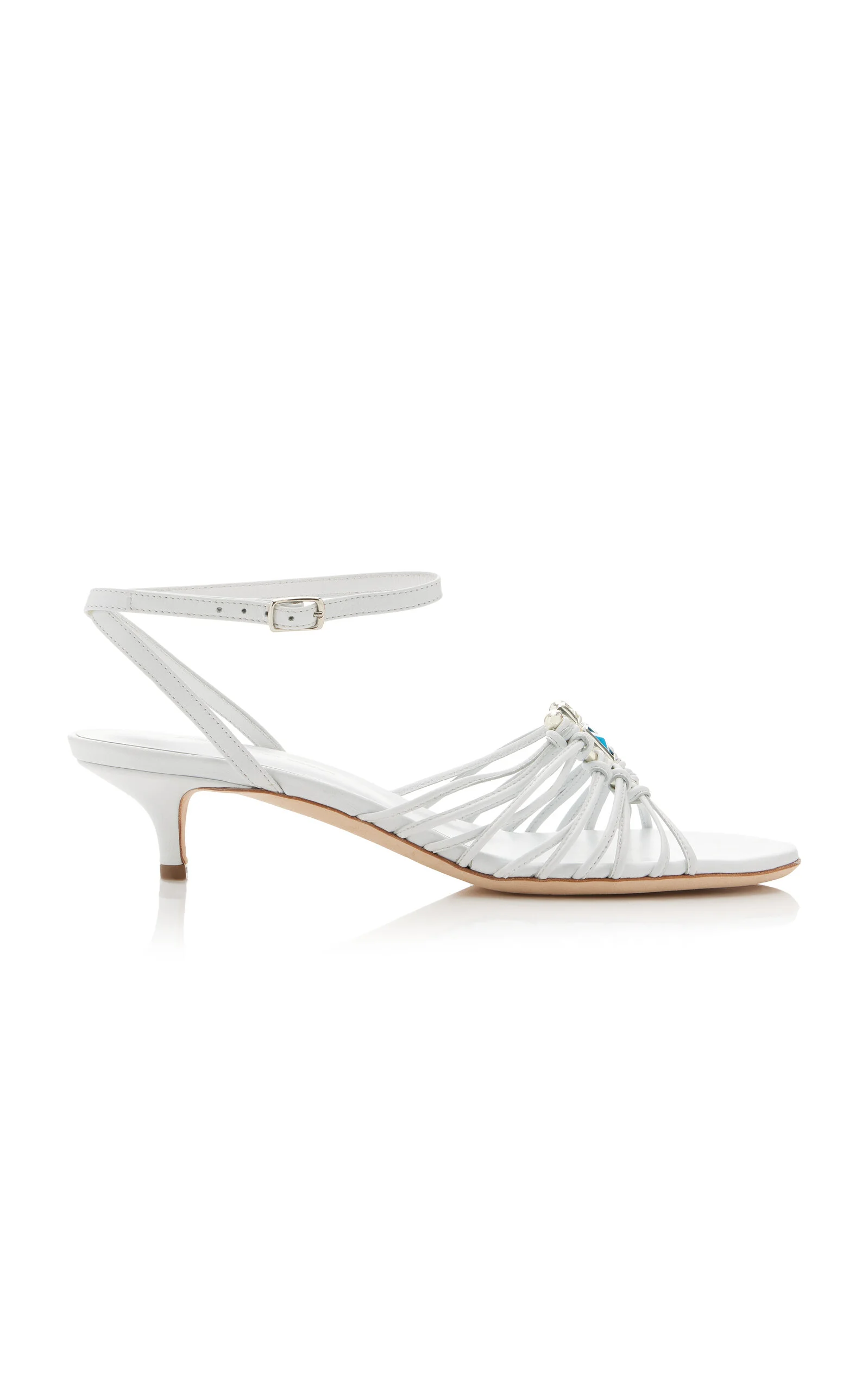 Bezel Quartz Micro Heel Sandals white - 1