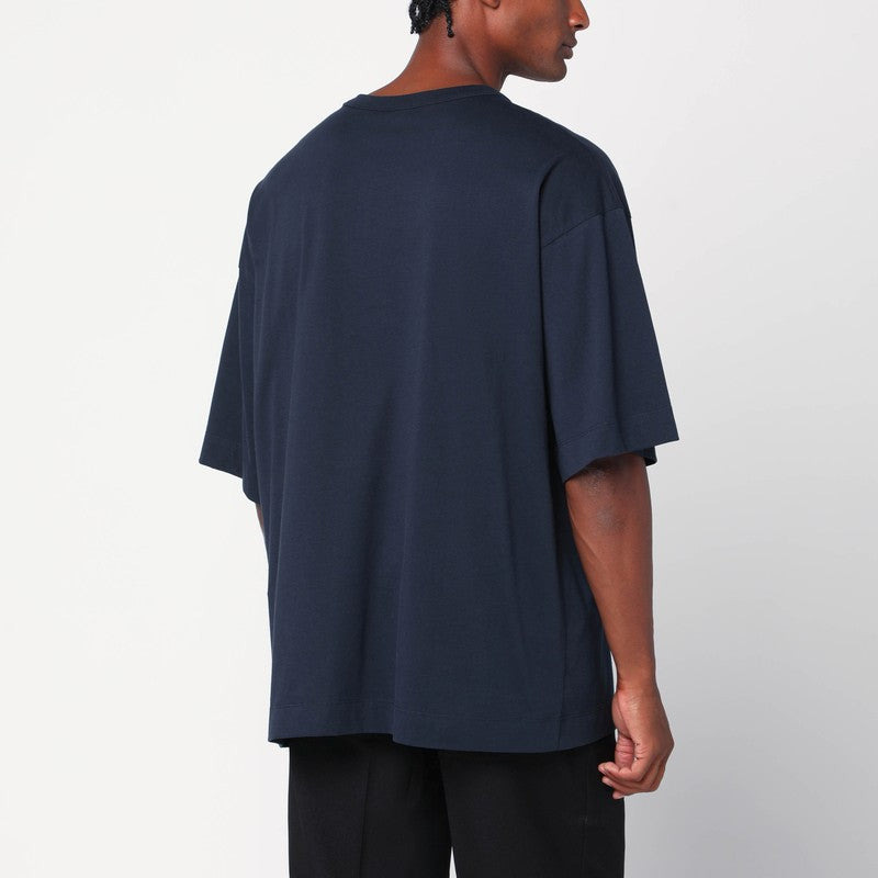 Dries Van Noten Oversized Navy Blue Cotton T-Shirt Men - 2