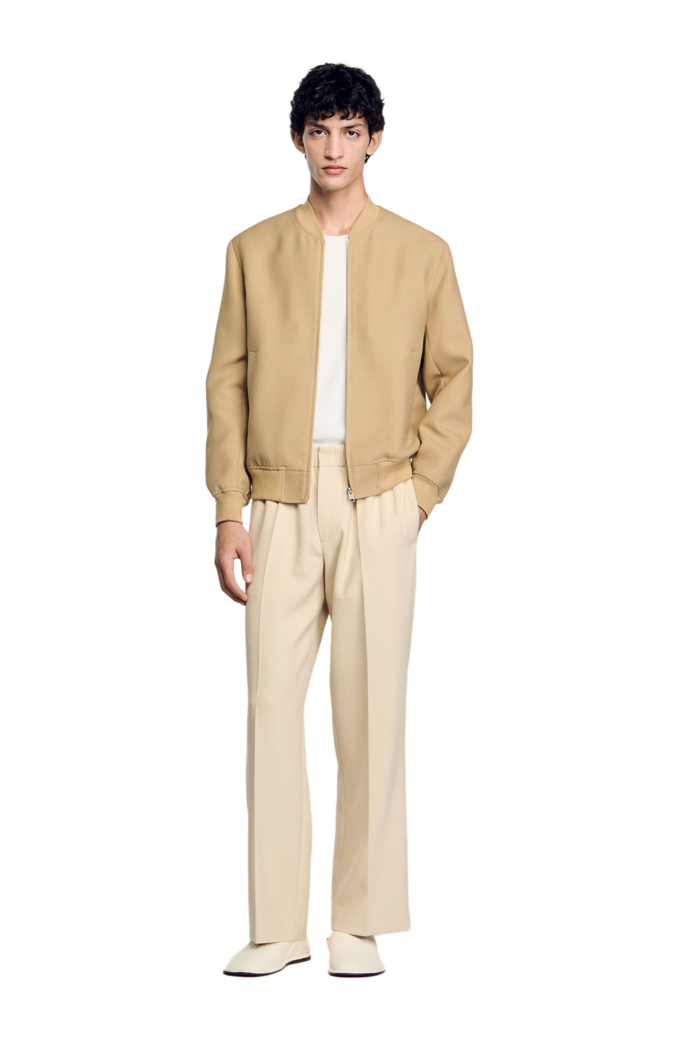 SANDRO Zip-up jacket in Nut at Nordstrom - 6