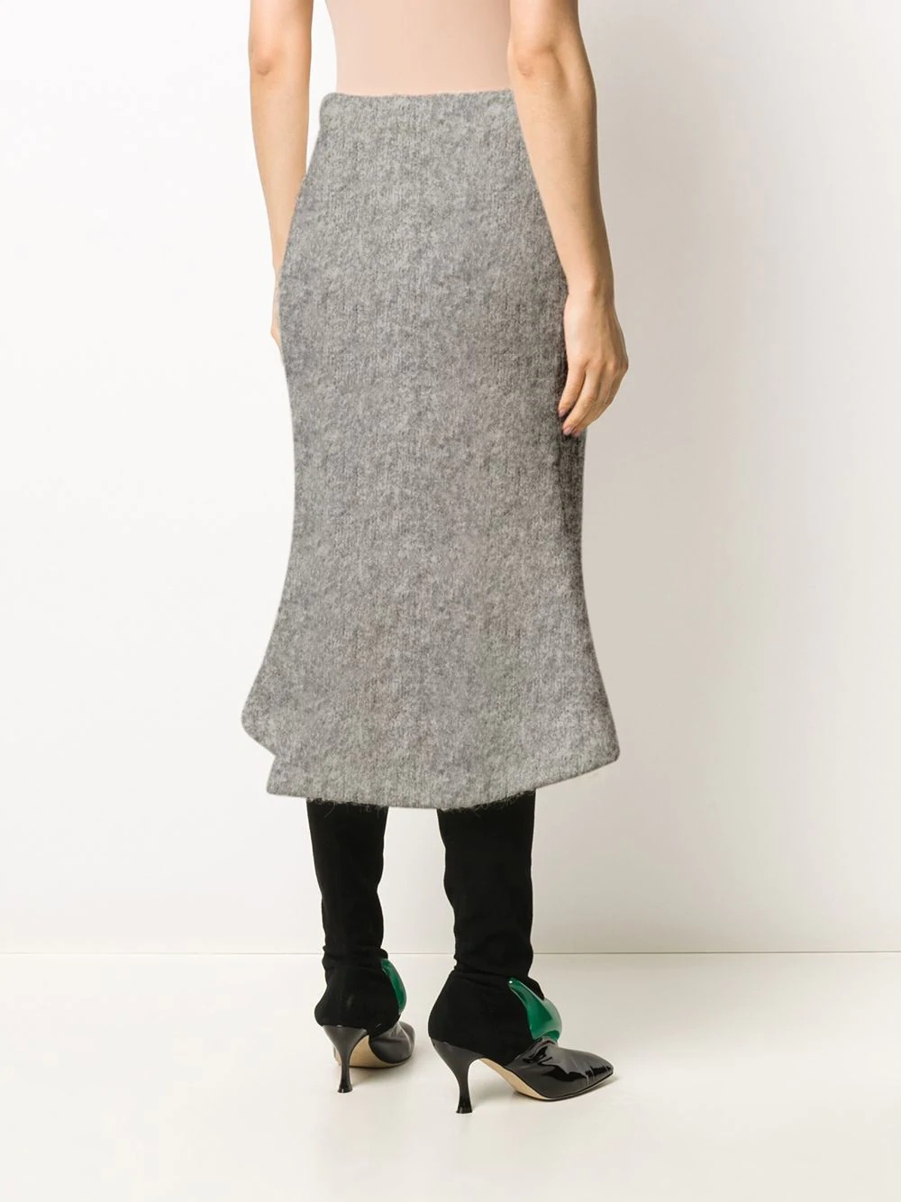 knitted brushed bouclé bell skirt - 4