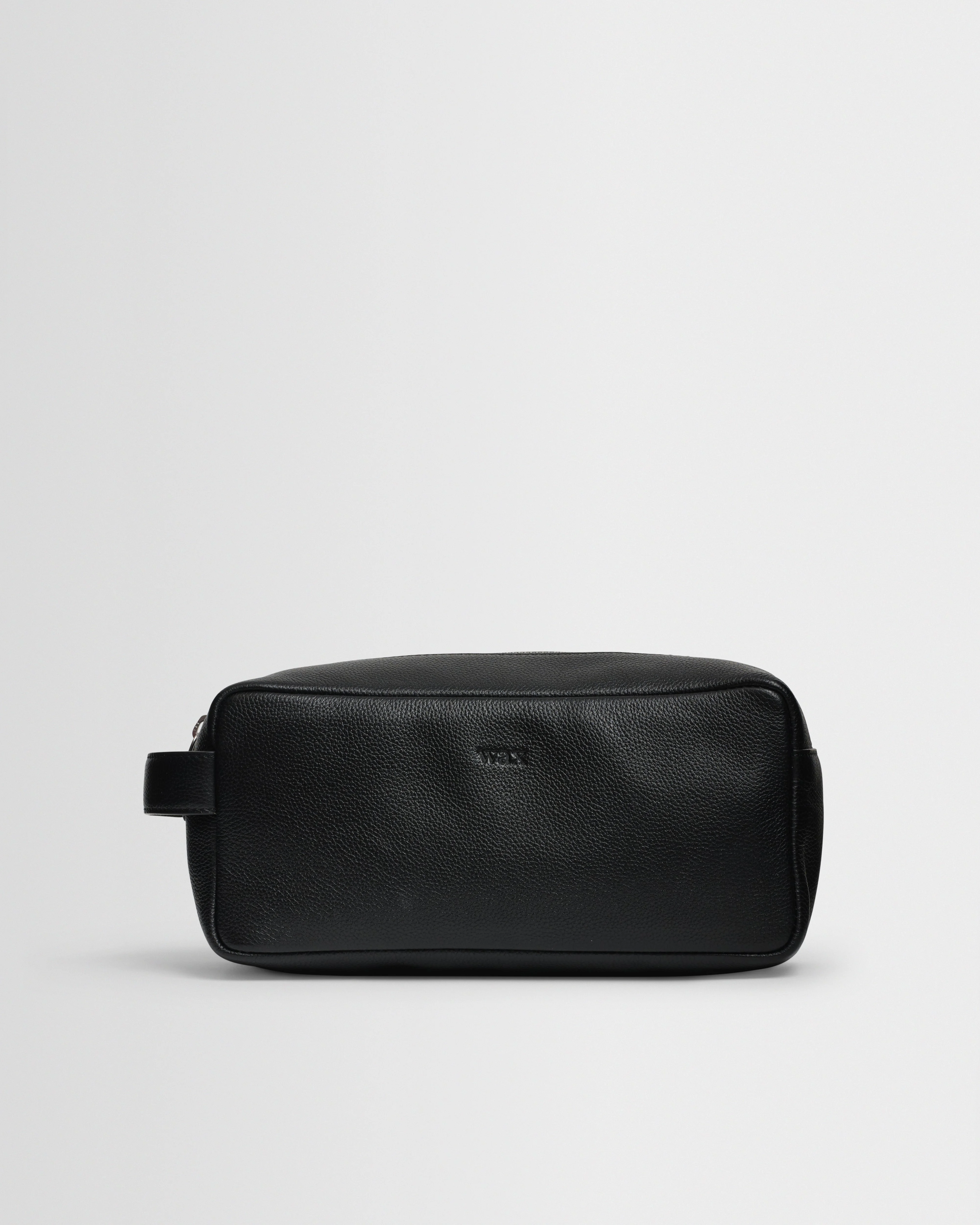 Wells - Black Grain Leather Wash Bag - 1