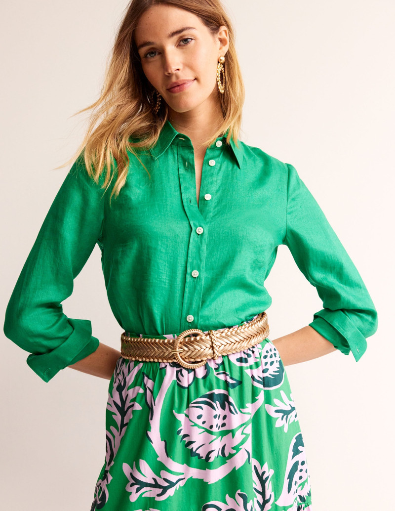 BODEN Woven Leather Belt-Gold outlook