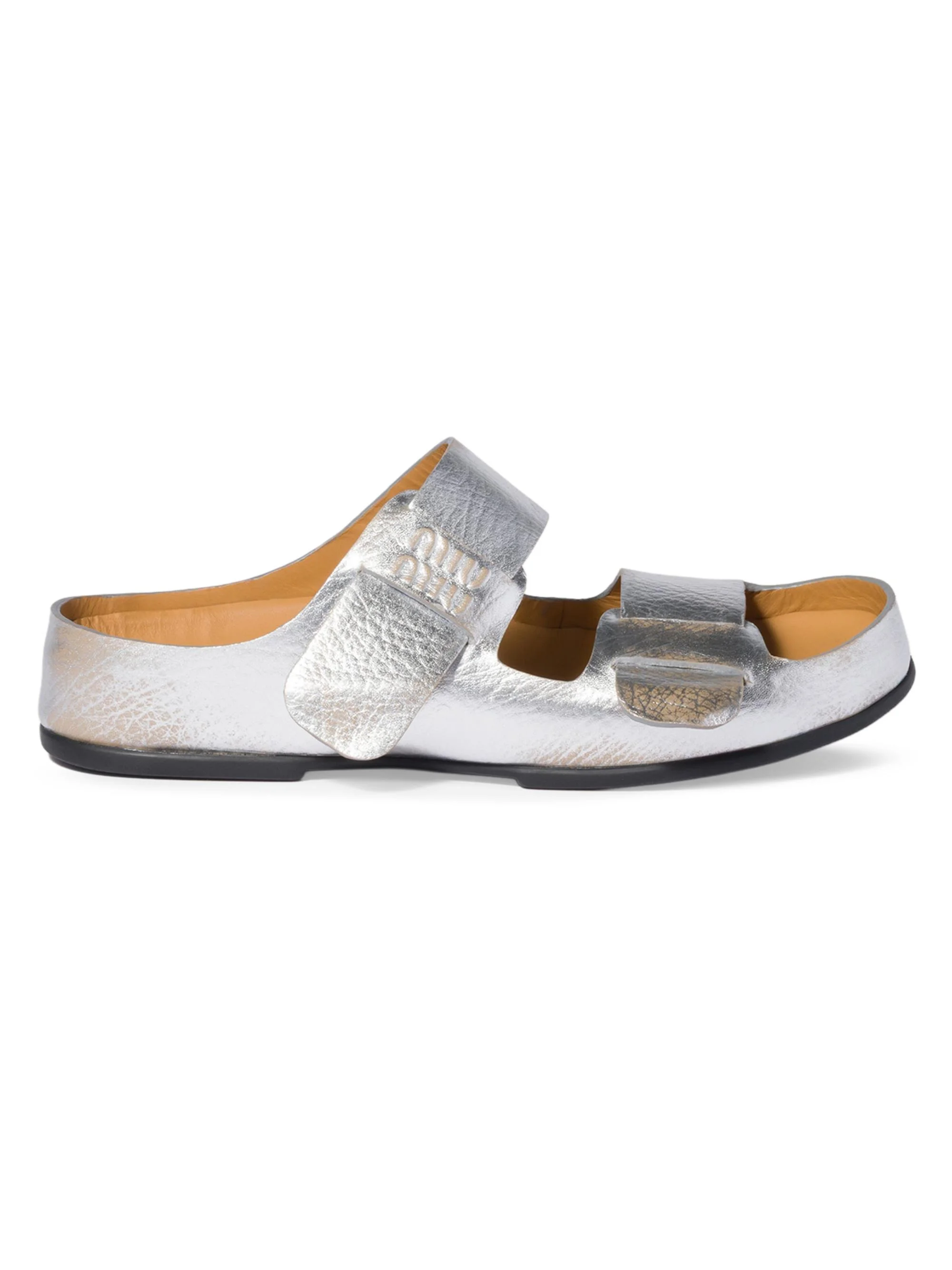 Women's Bleached Leather Sandals - Silver - 1