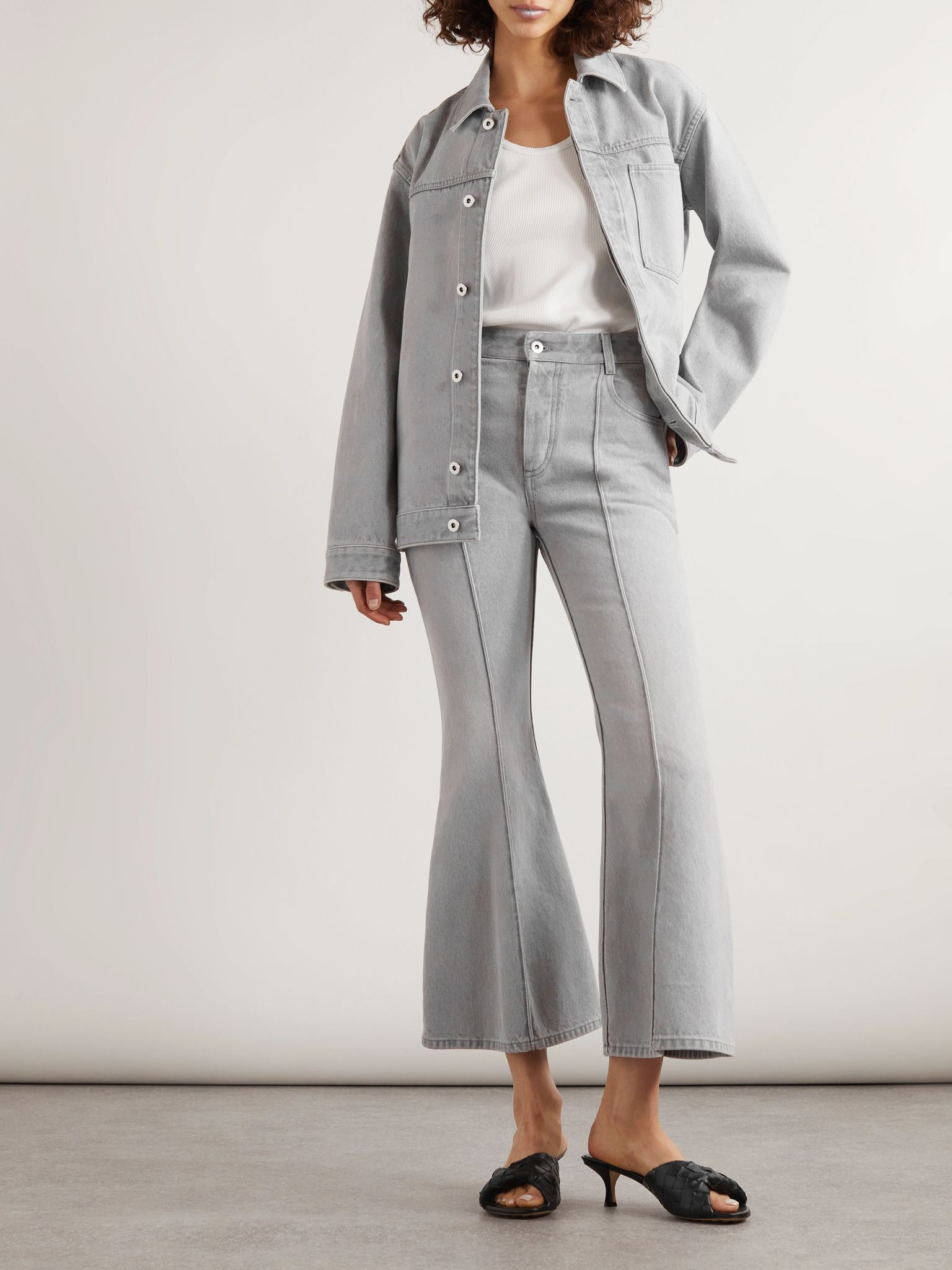 Cropped high-rise flared jeans Light gray - 2