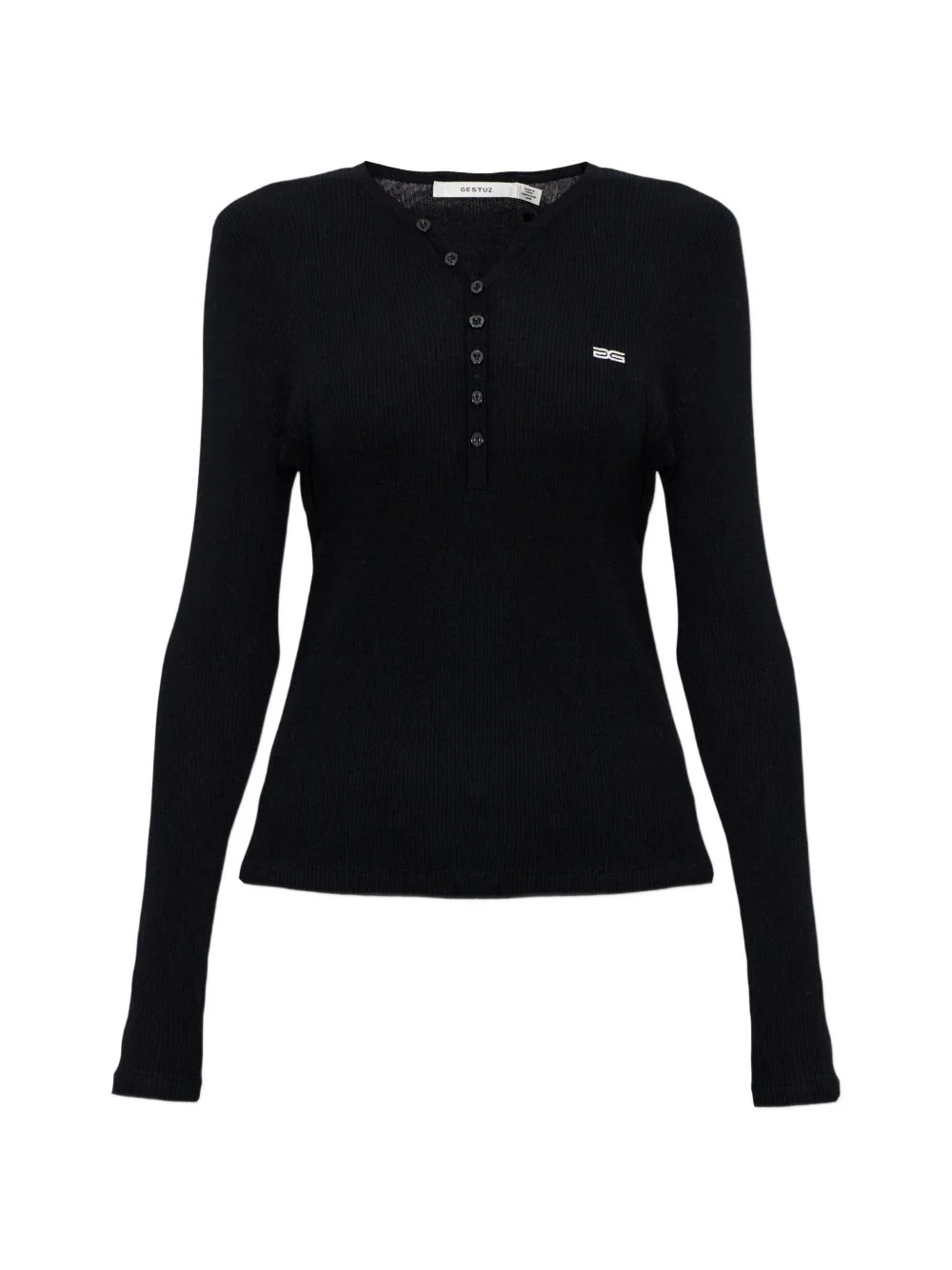 buttoned ribbed top - 1