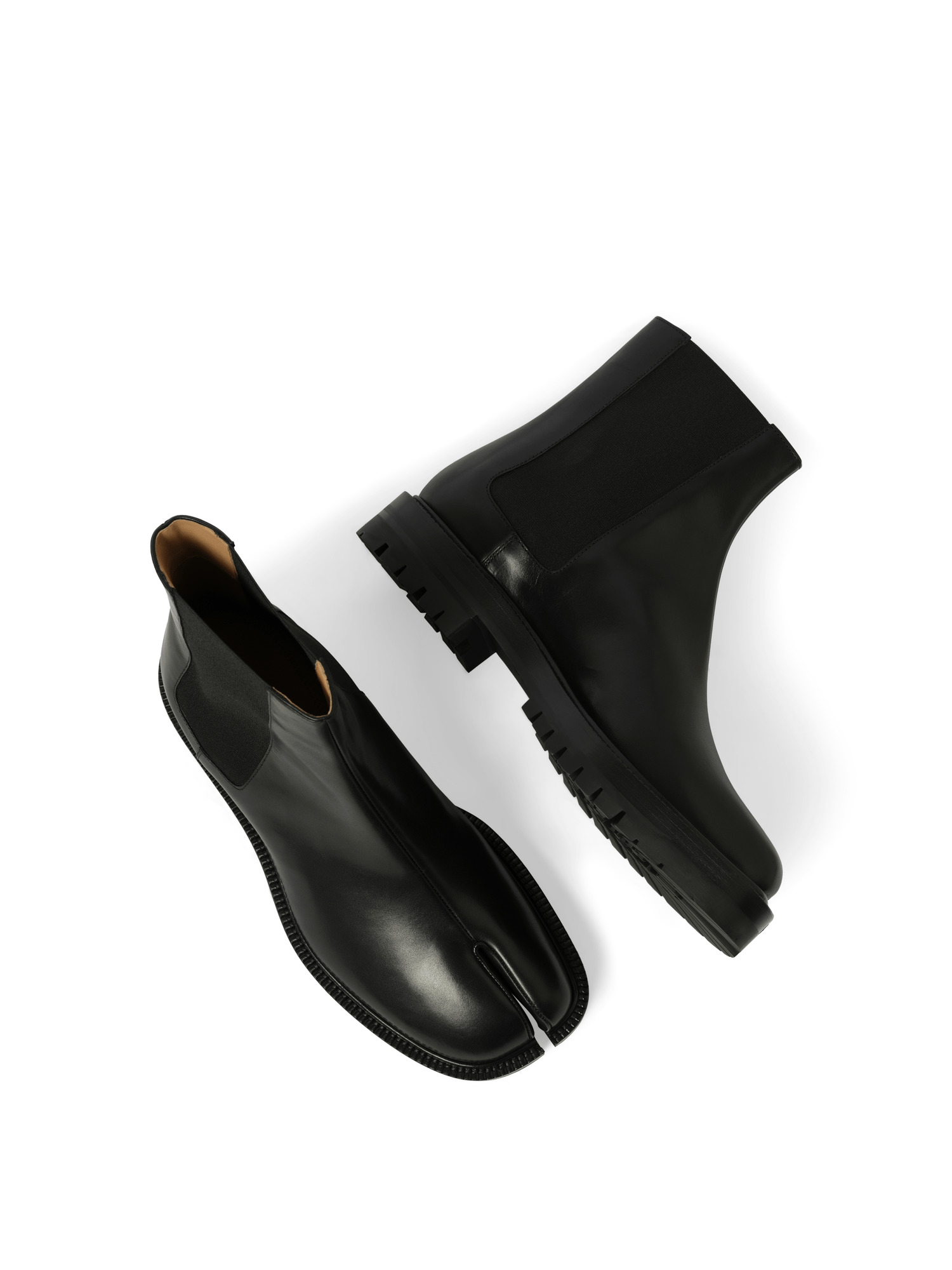 Calfskin Tabi County Chelsea Boots in Black - 4