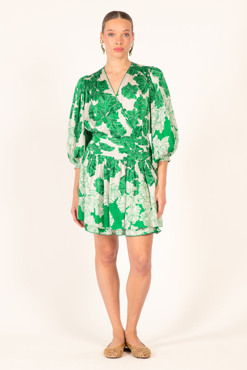 Poupette St Barth Mini Dress Colleen - Green Flower Bunch outlook
