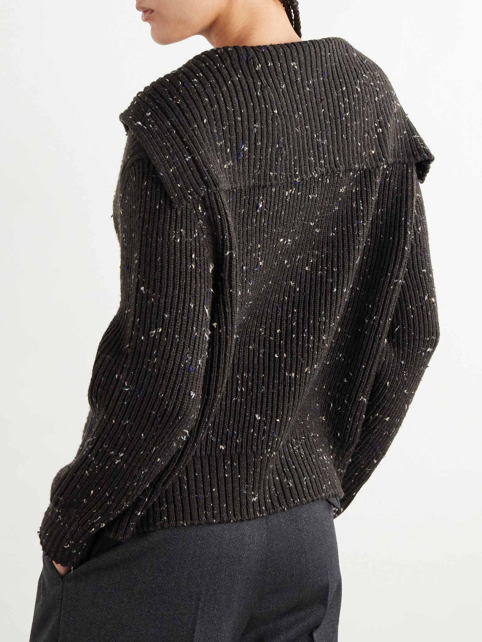 Ribbed wool-blend cardigan Brown - 3
