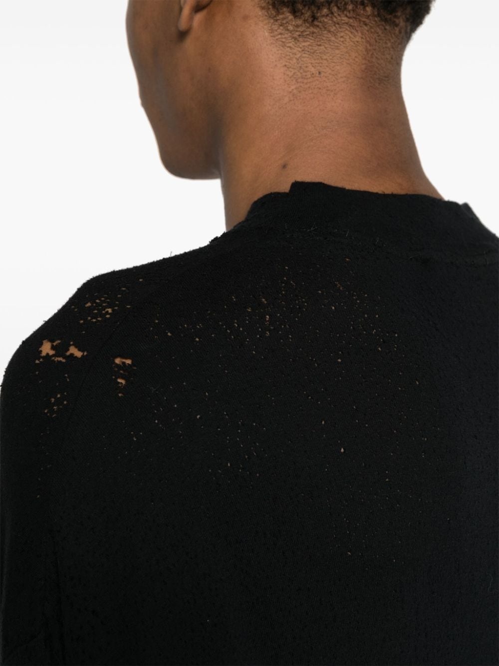 distressed longline T-shirt - 5