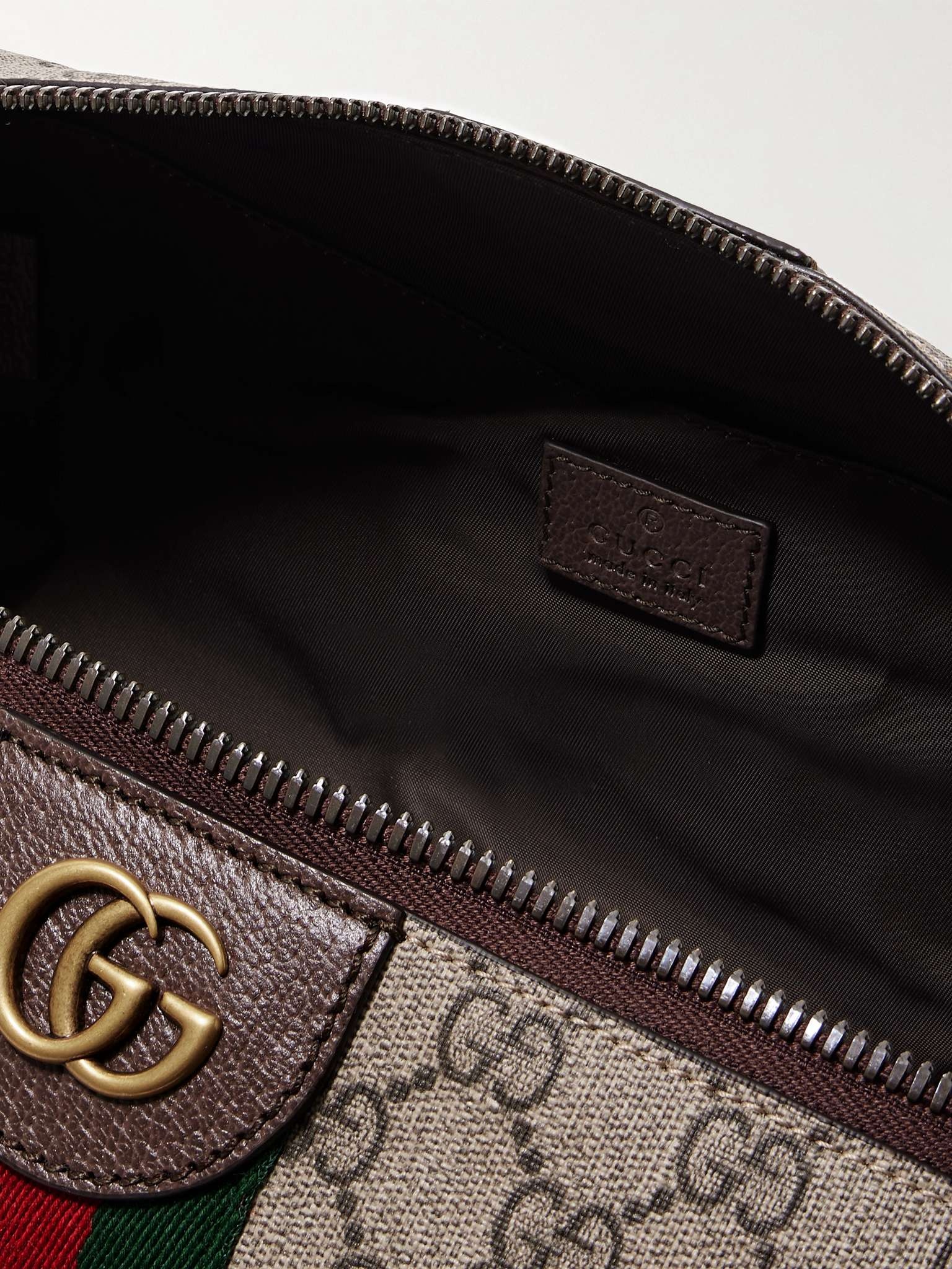Savoy Leather-Trimmed Coated-Canvas Jacquard Wash Bag - 4