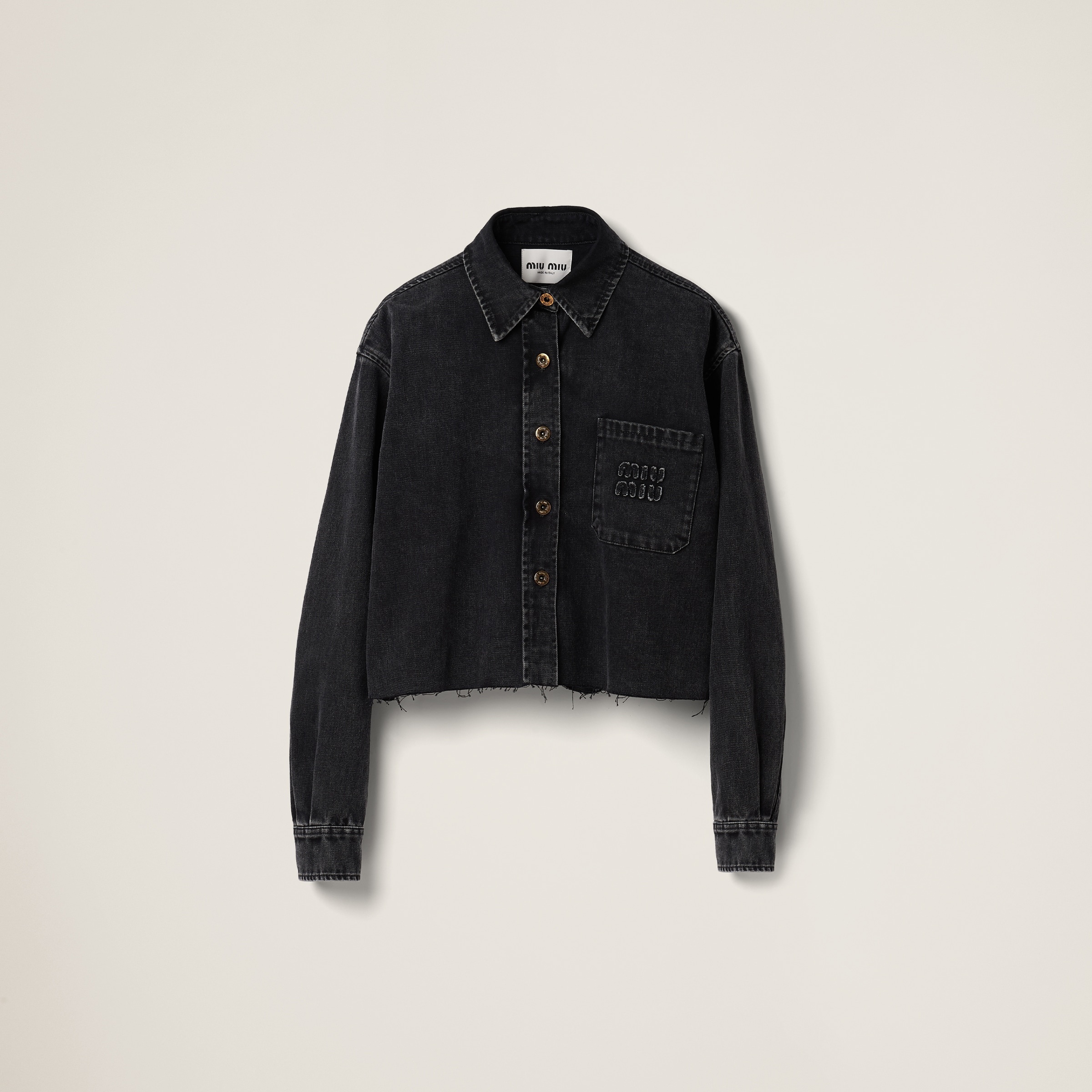 Black denim blouson jacket - 1