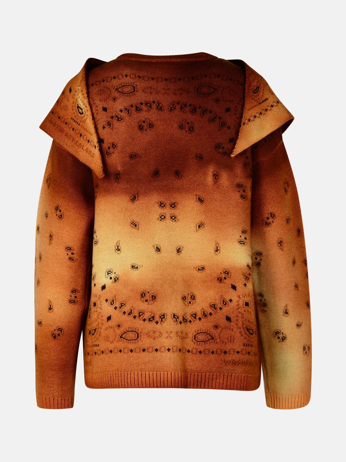 'HUES' BROWN VIRGIN WOOL SWEATER - 3