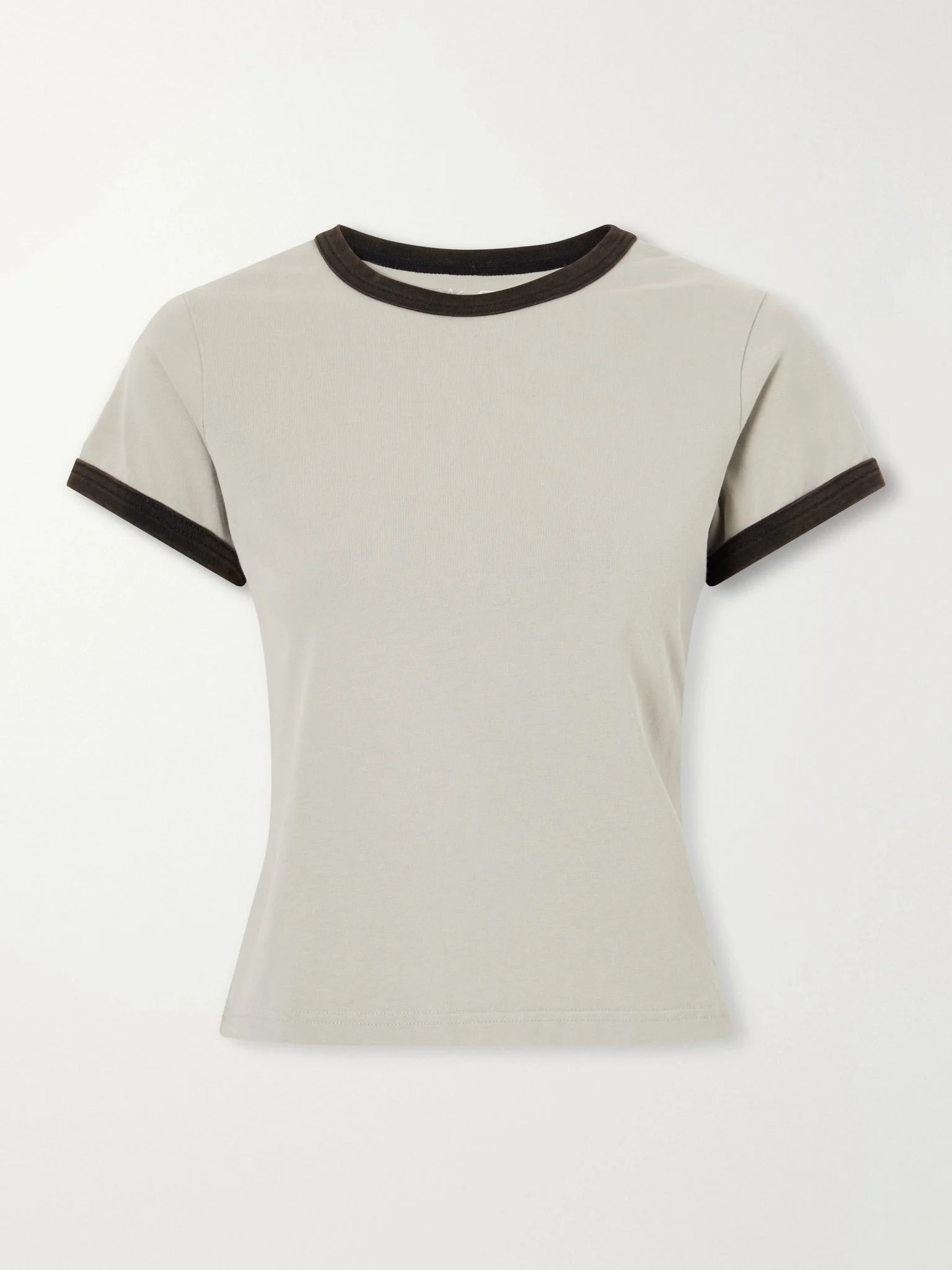 Ringer cotton T-shirt Beige - 1