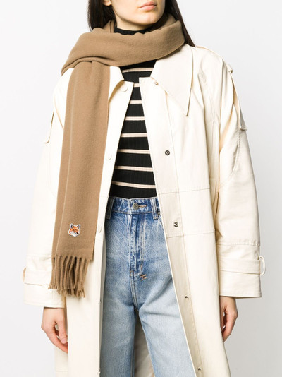 Maison Kitsuné logo-patch fringed scarf outlook