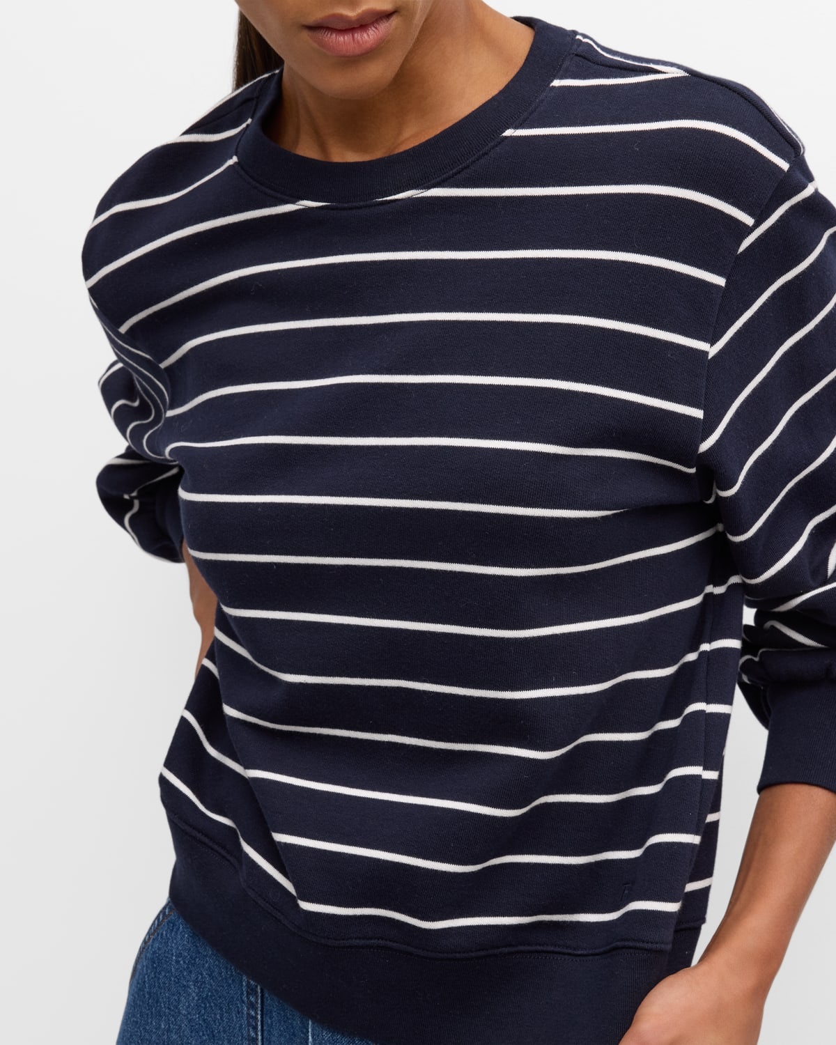 Stripe Blouson-Sleeve Sweatshirt - 7