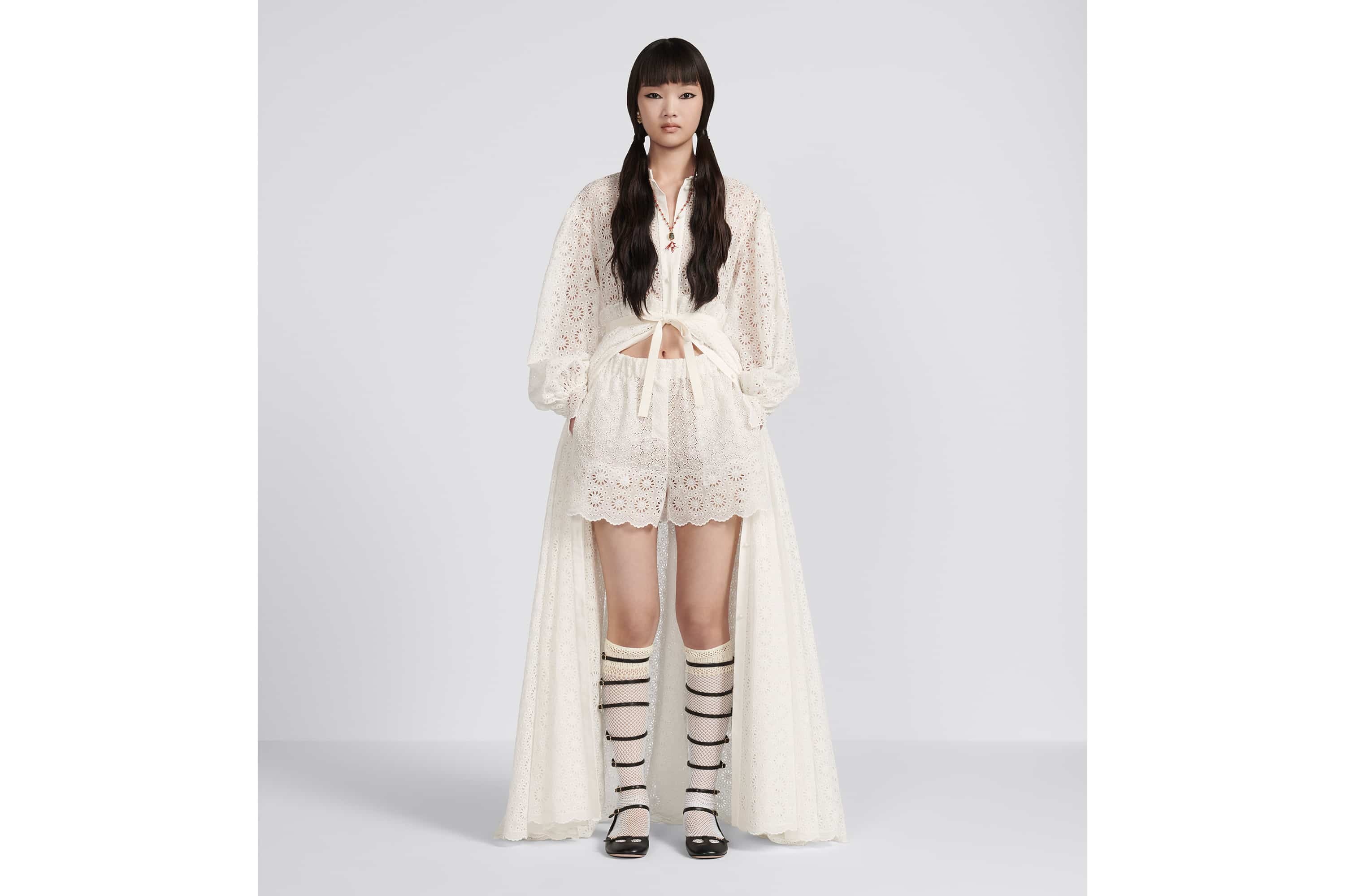 Long-Sleeved Pleated Long Dress - 4