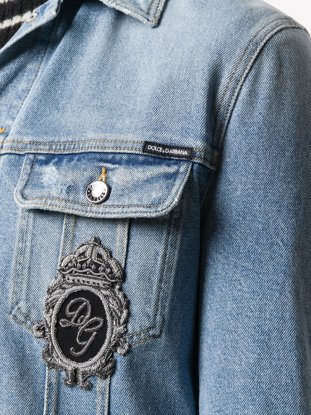 logo patch denim jacket - 5