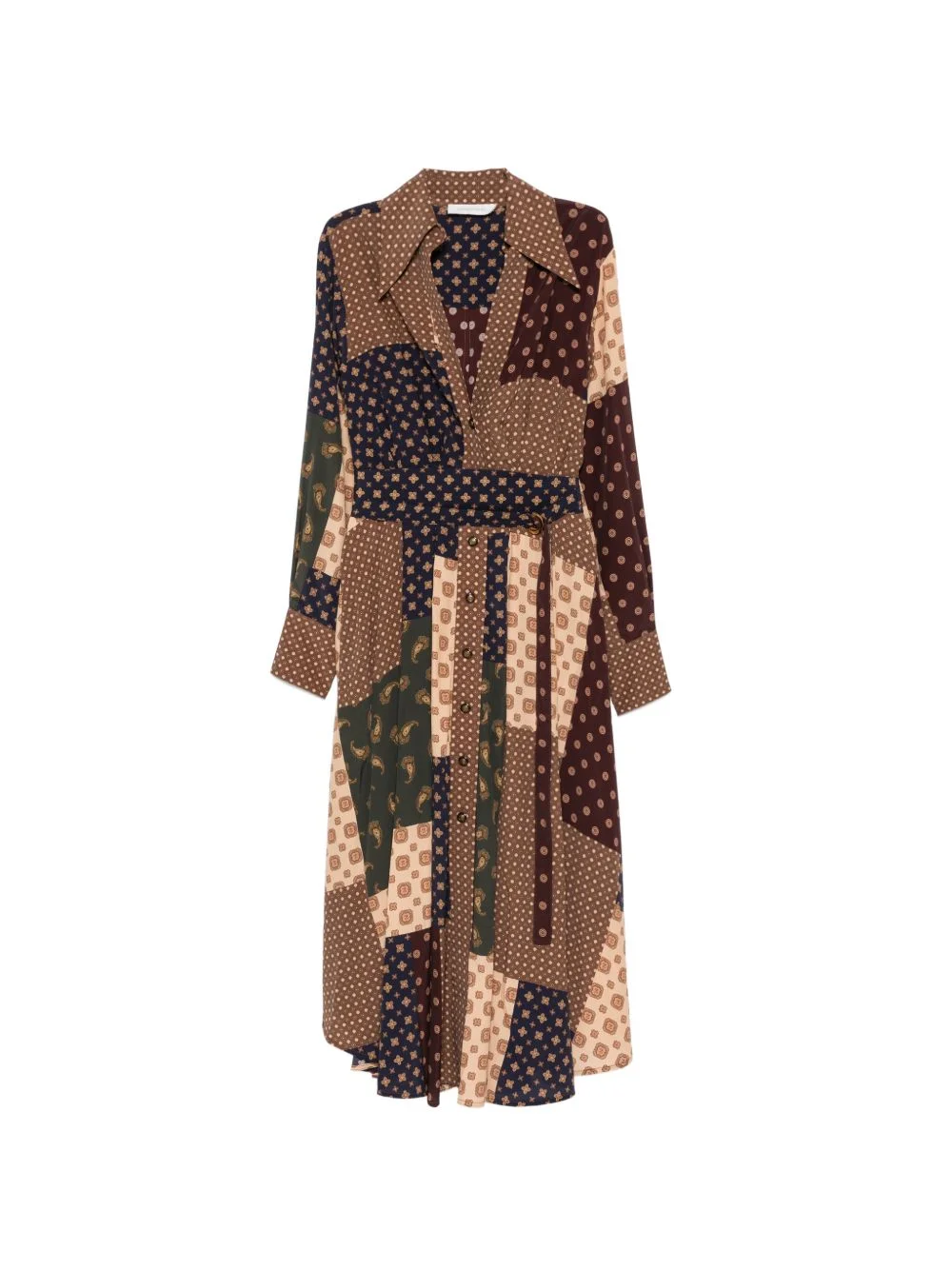 Tuck geometric-patchwork midi dress - 1