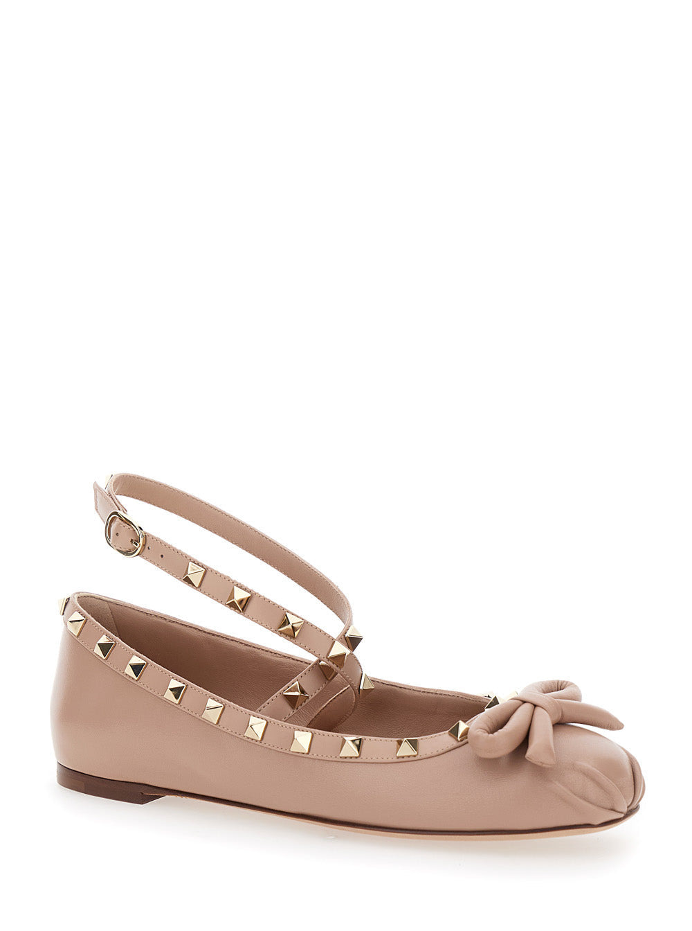 Valentino Garavani Women 'Rockstud' Beige Ballet Flats With Studs And Bow In Leather Woman - 2