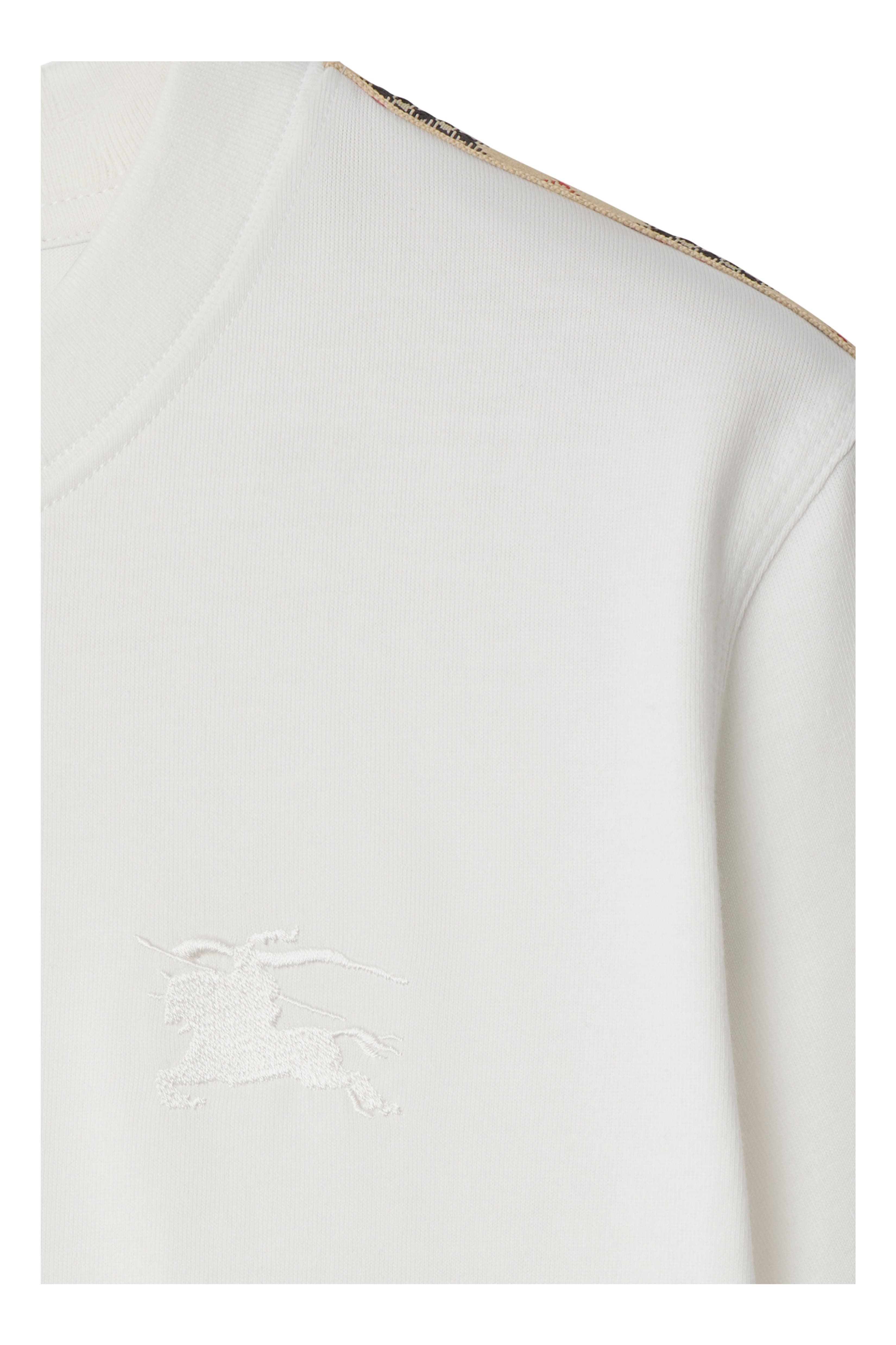 burberry Check Trim Cotton T-shirt in Chalk at Nordstrom - 6
