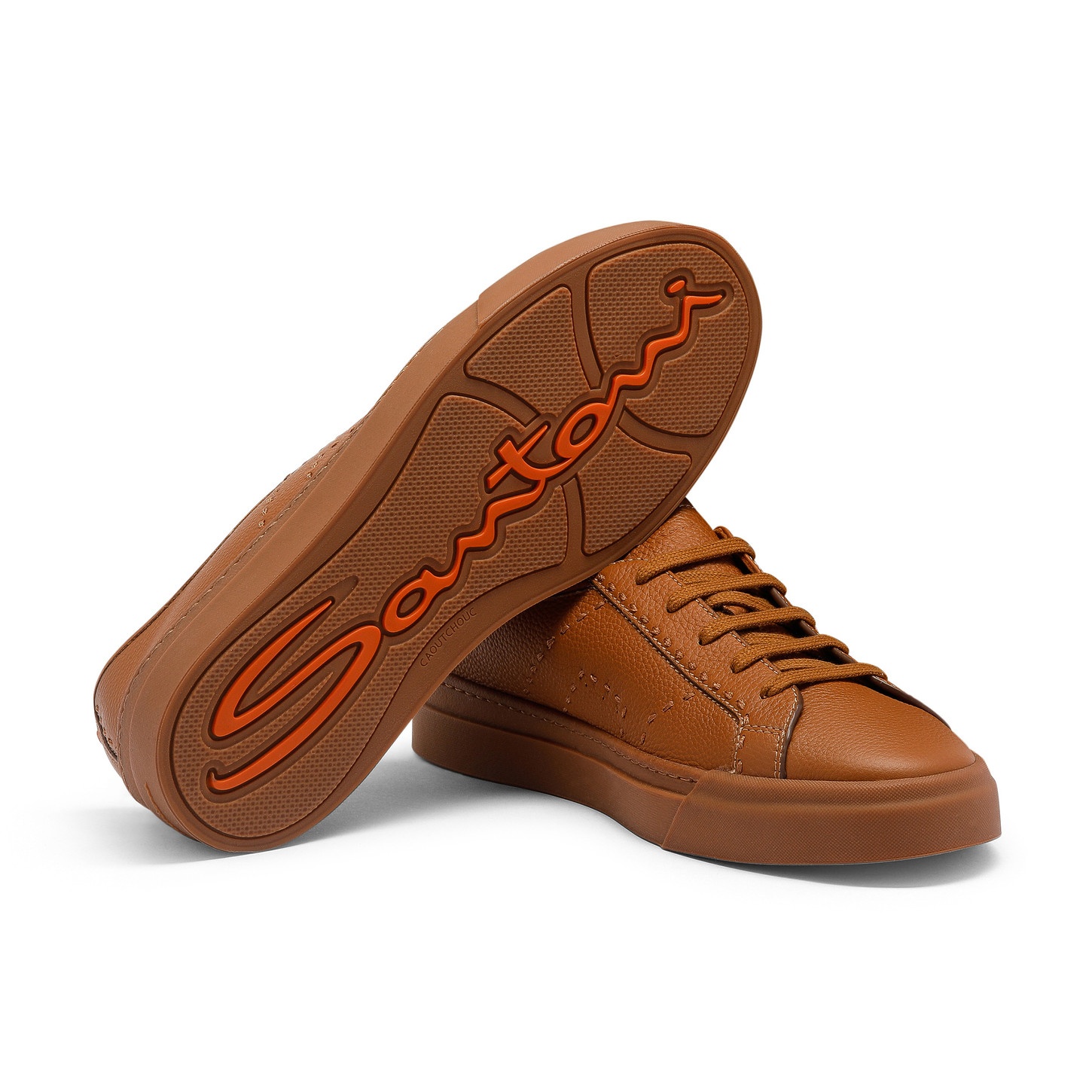 Men's brown tumbled leather Double Buckle Sneaker - 4