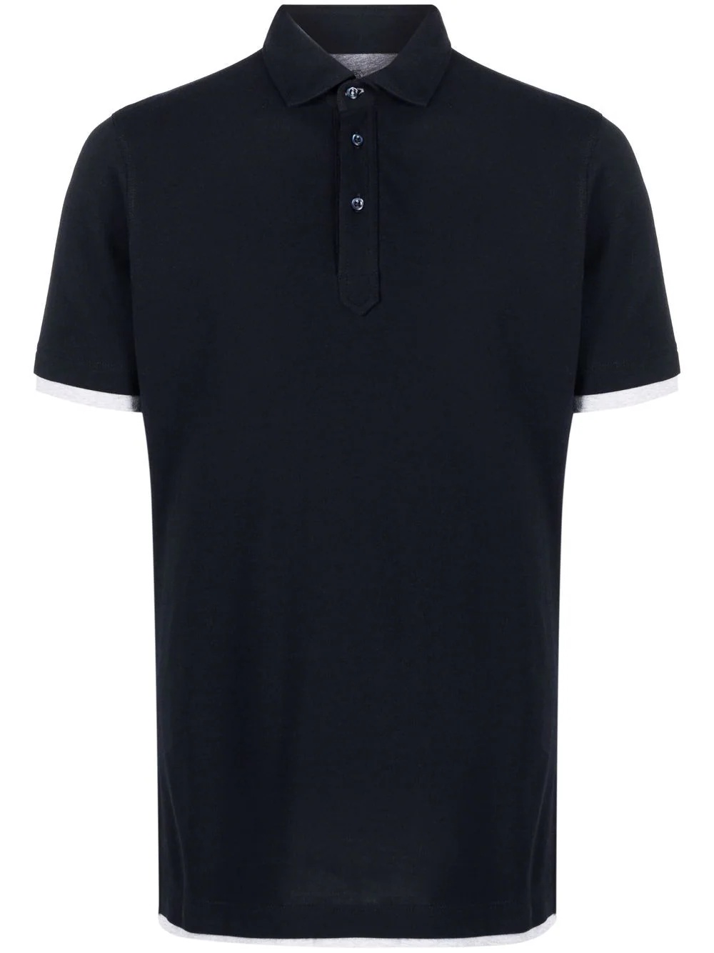 layered-trim cotton polo shirt - 1