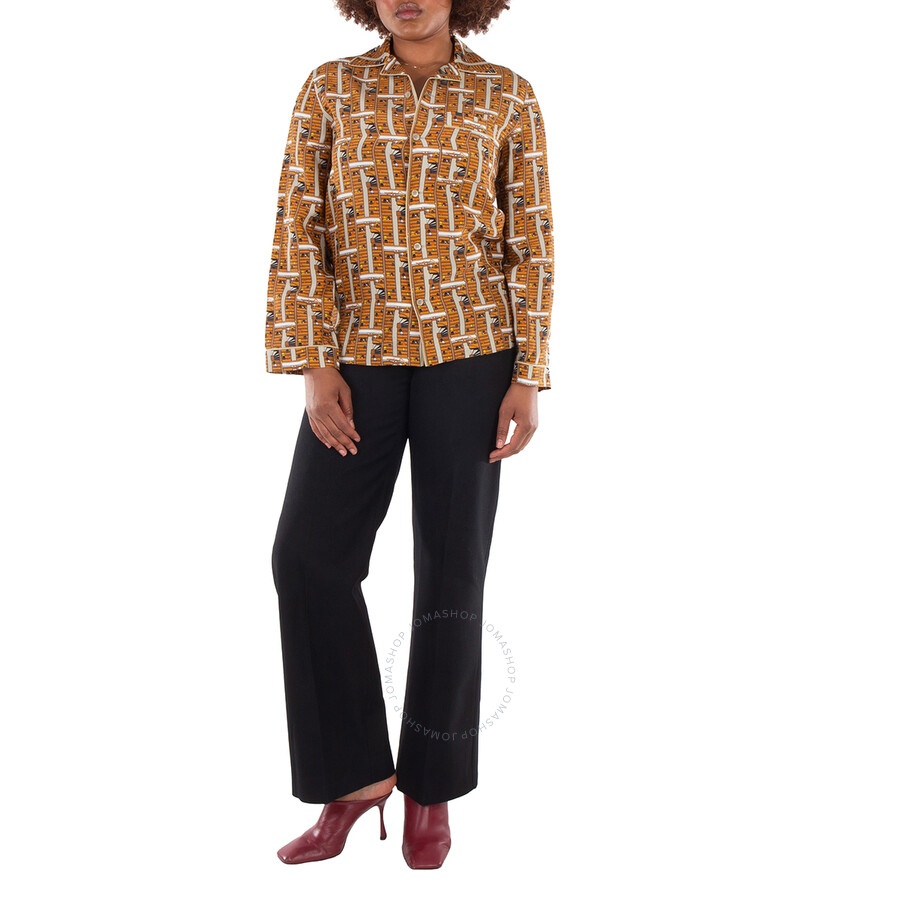 Burberry Graphic Printed Notched Collar Pajama Shirt - 5