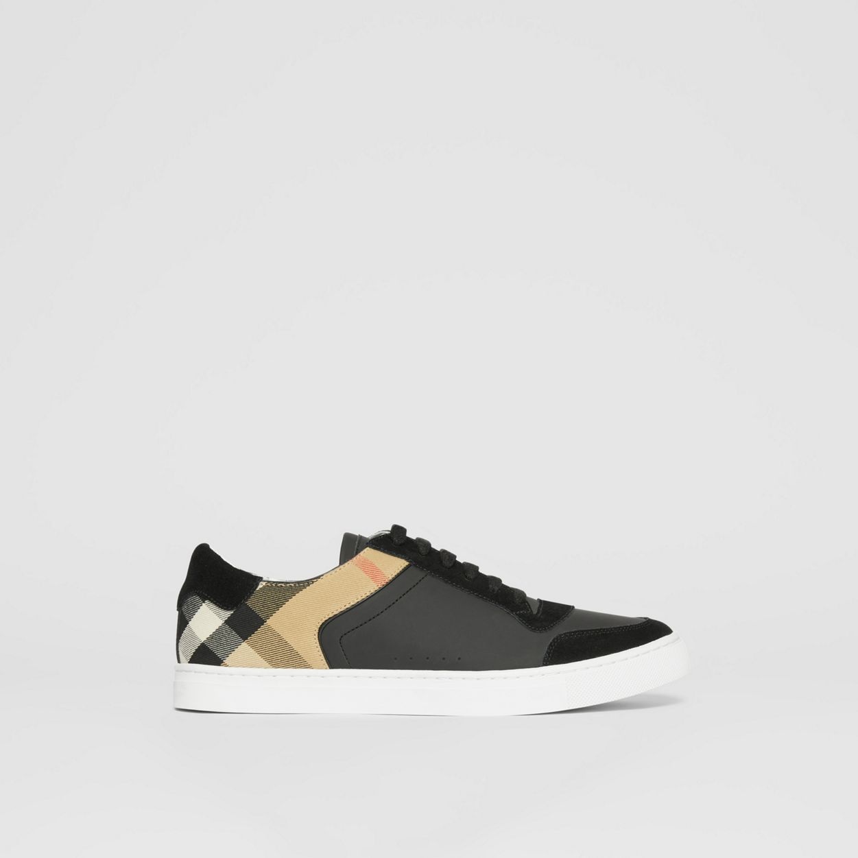 Leather, Suede and House Check Cotton Sneakers - 1