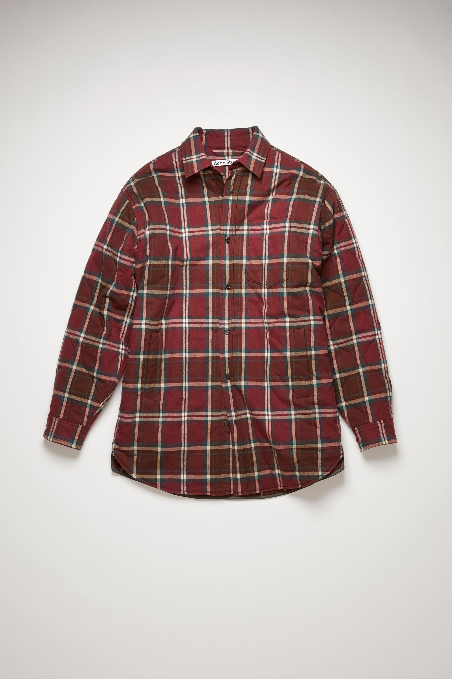 Checked quilted overshirt burgundy/beige - 1