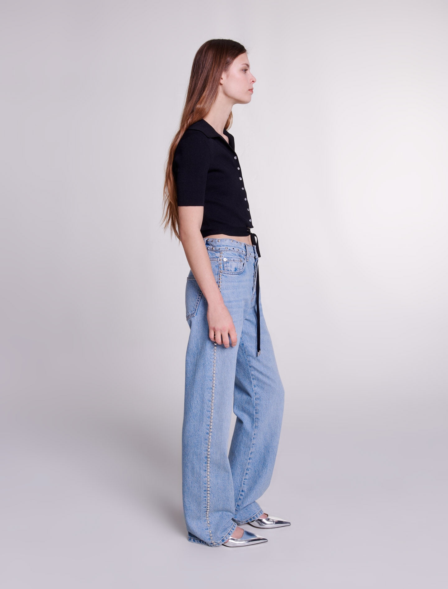 Wide-leg studded jeans - 11