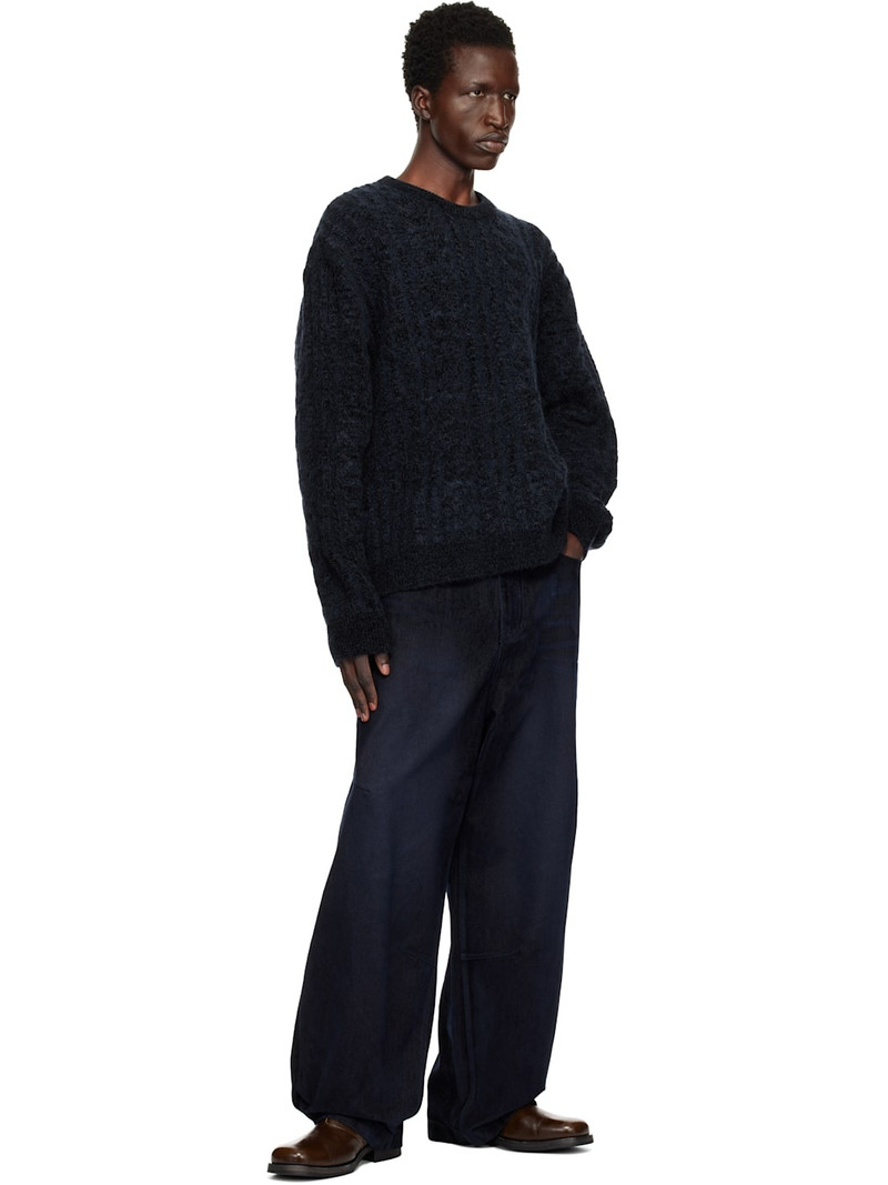 Wooyoungmi Navy Cable Sweater outlook