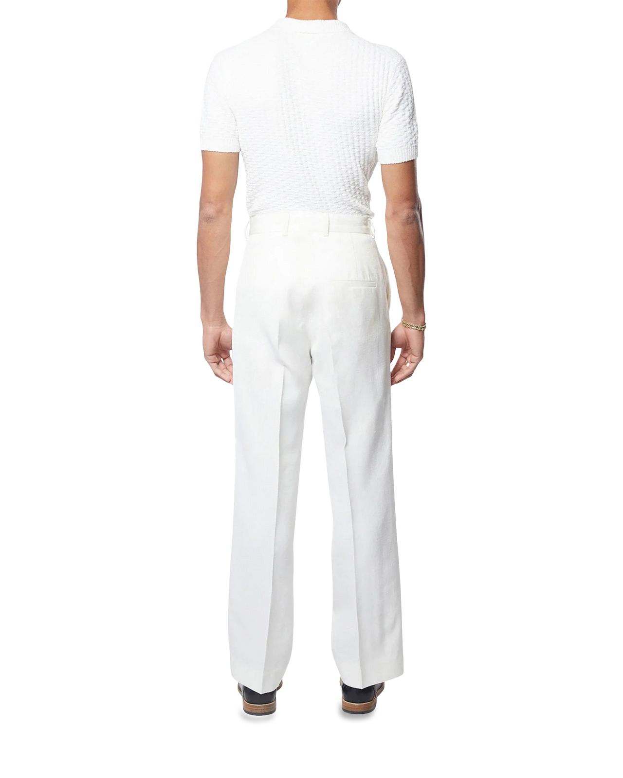 Off-White Silk Suiting Wide Leg Trousers - 4