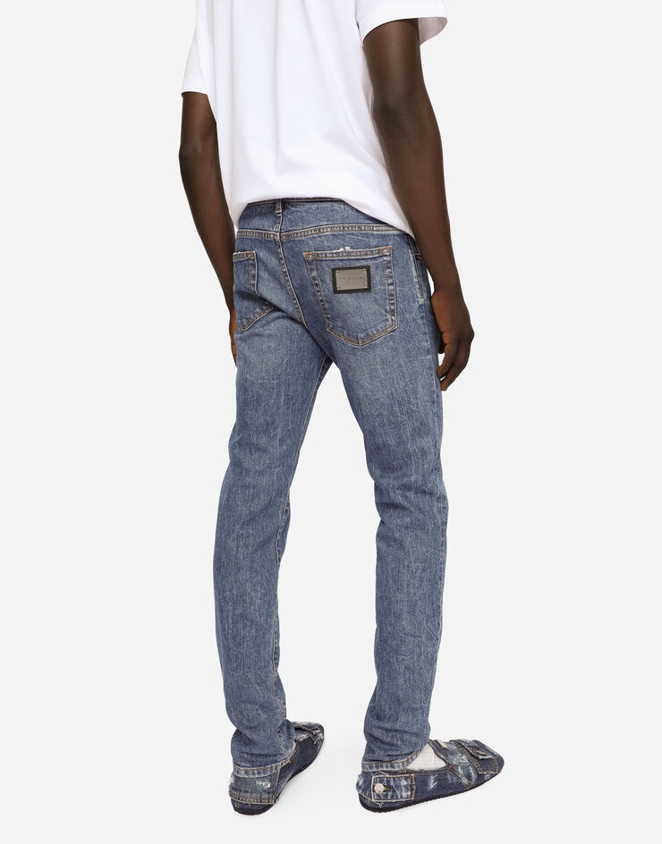 Light blue wash skinny stretch jeans - 3
